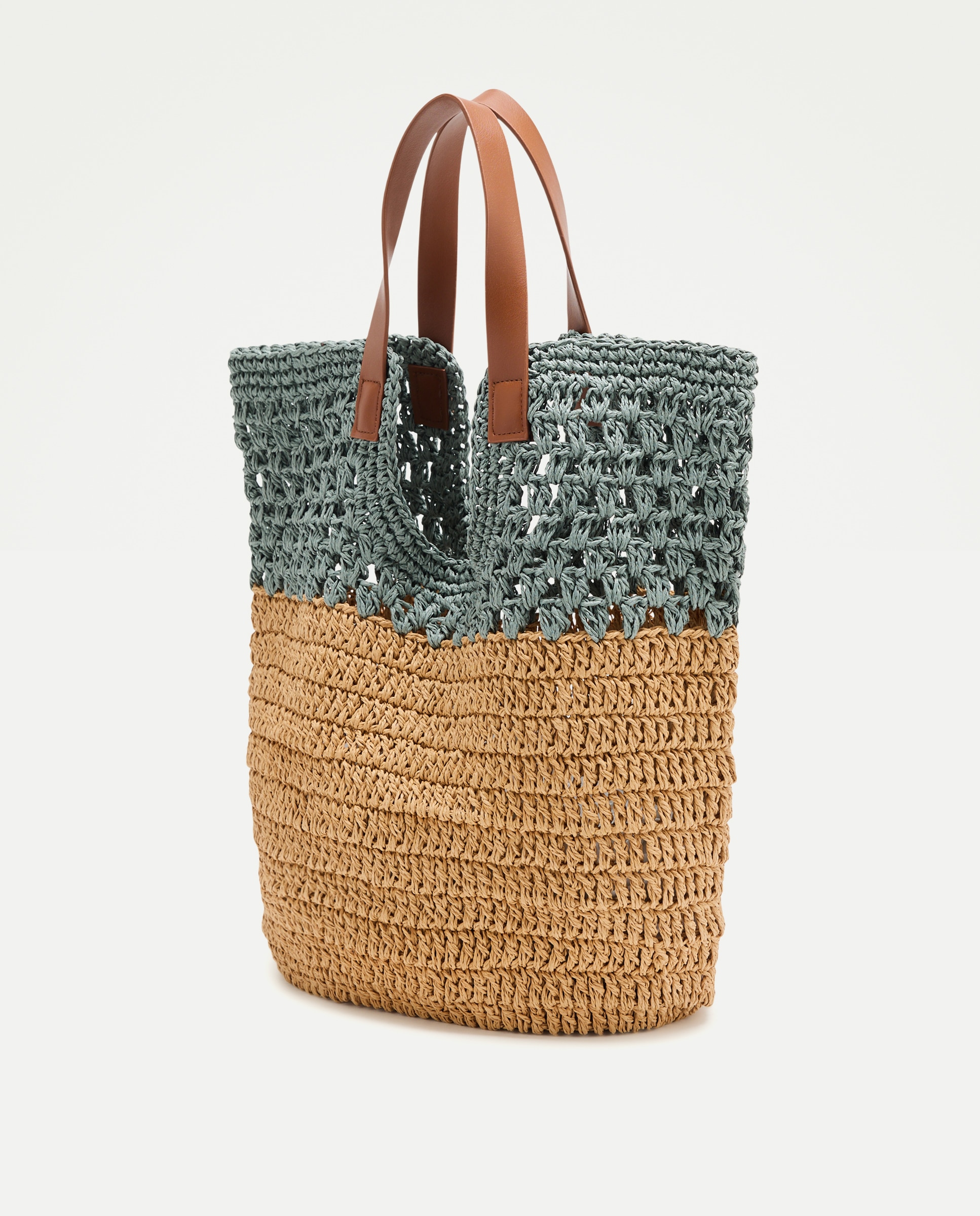 Mala Shopper com Macramé Bicolor 400 Azul-2