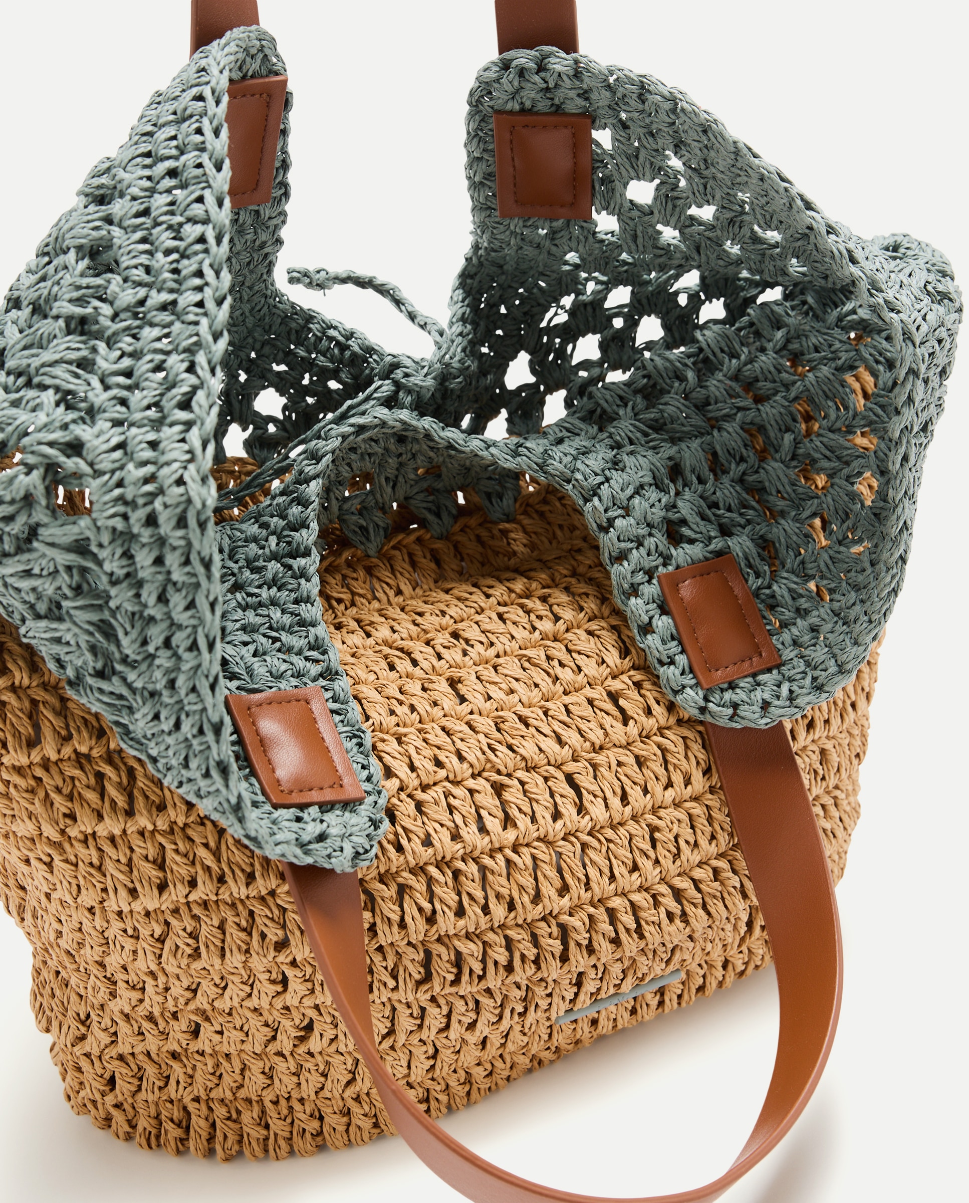 Mala Shopper com Macramé Bicolor 400 Azul-3