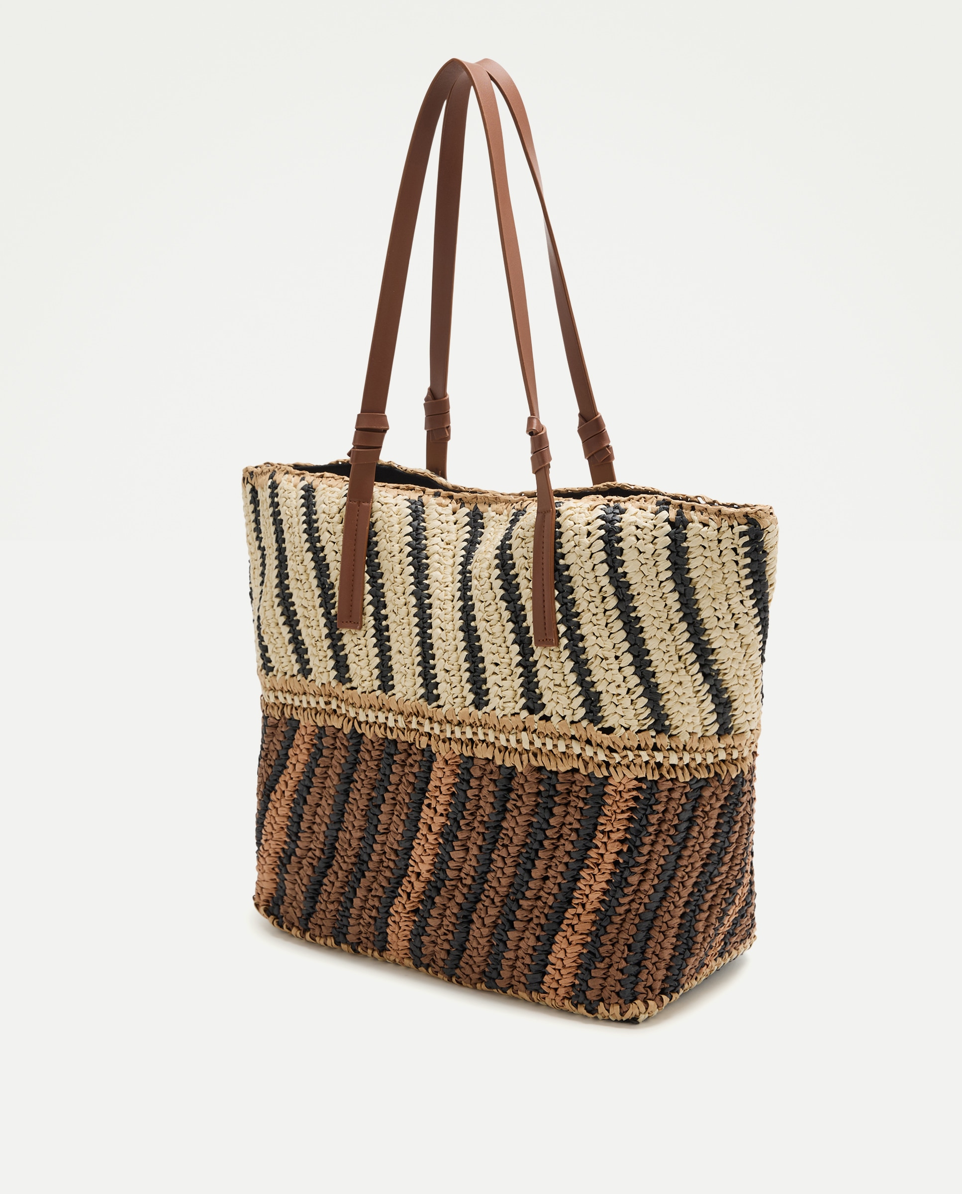 Mala Shopper de Papel em Combinação de Cores Castanho-2