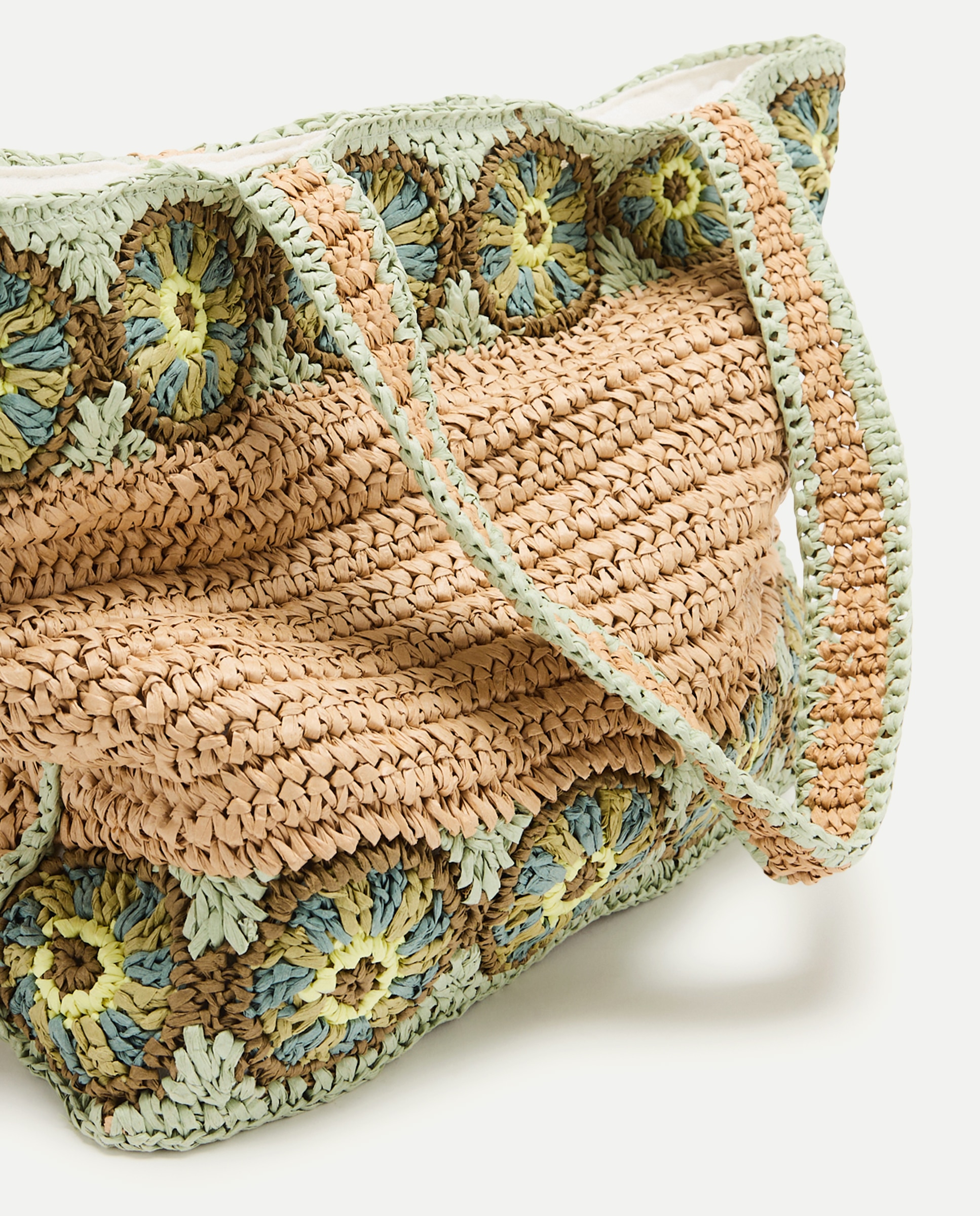 Mala Shopper com Crochet Floral 120 Cru-4