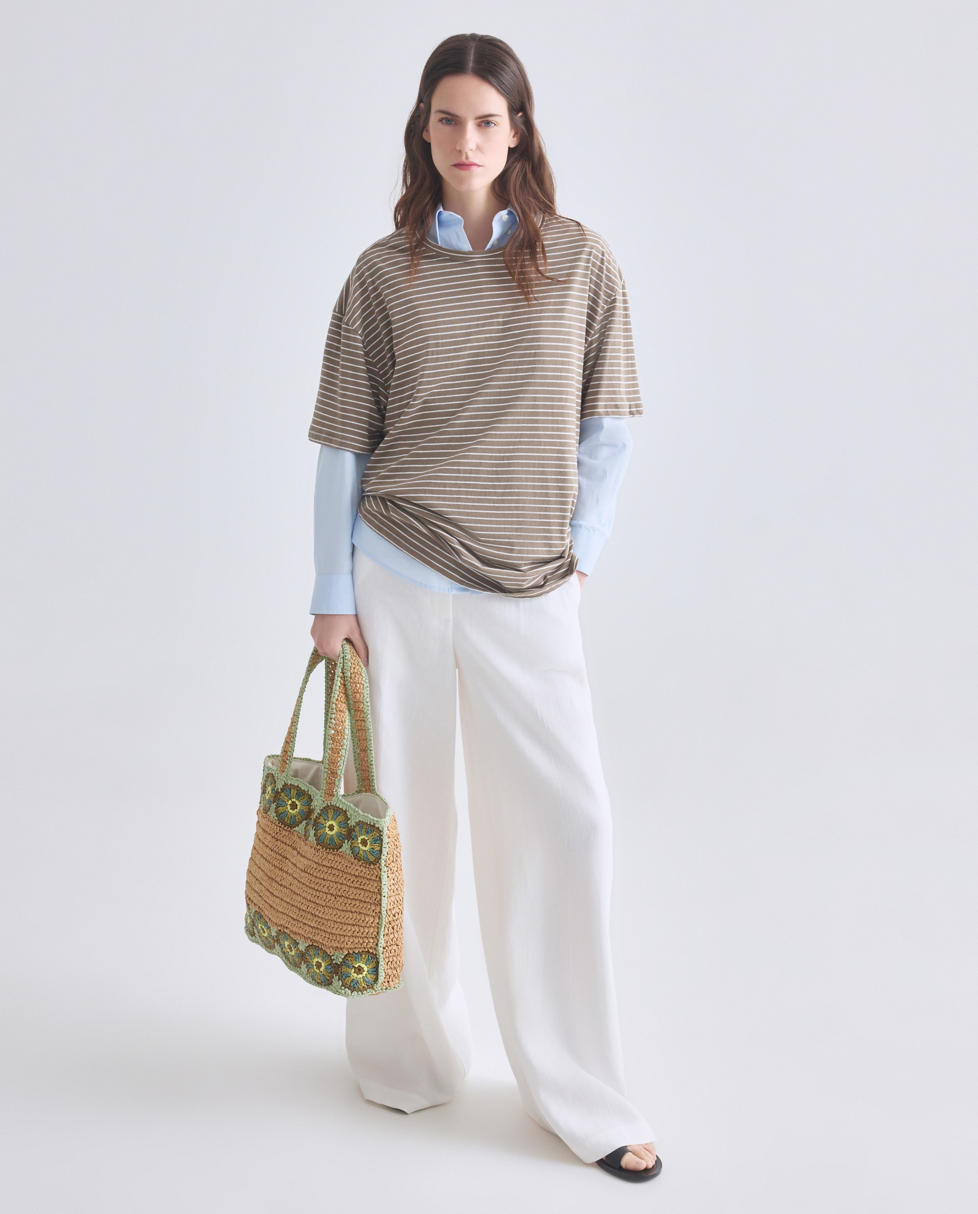 Mala Shopper com Crochet Floral 120 Cru-5