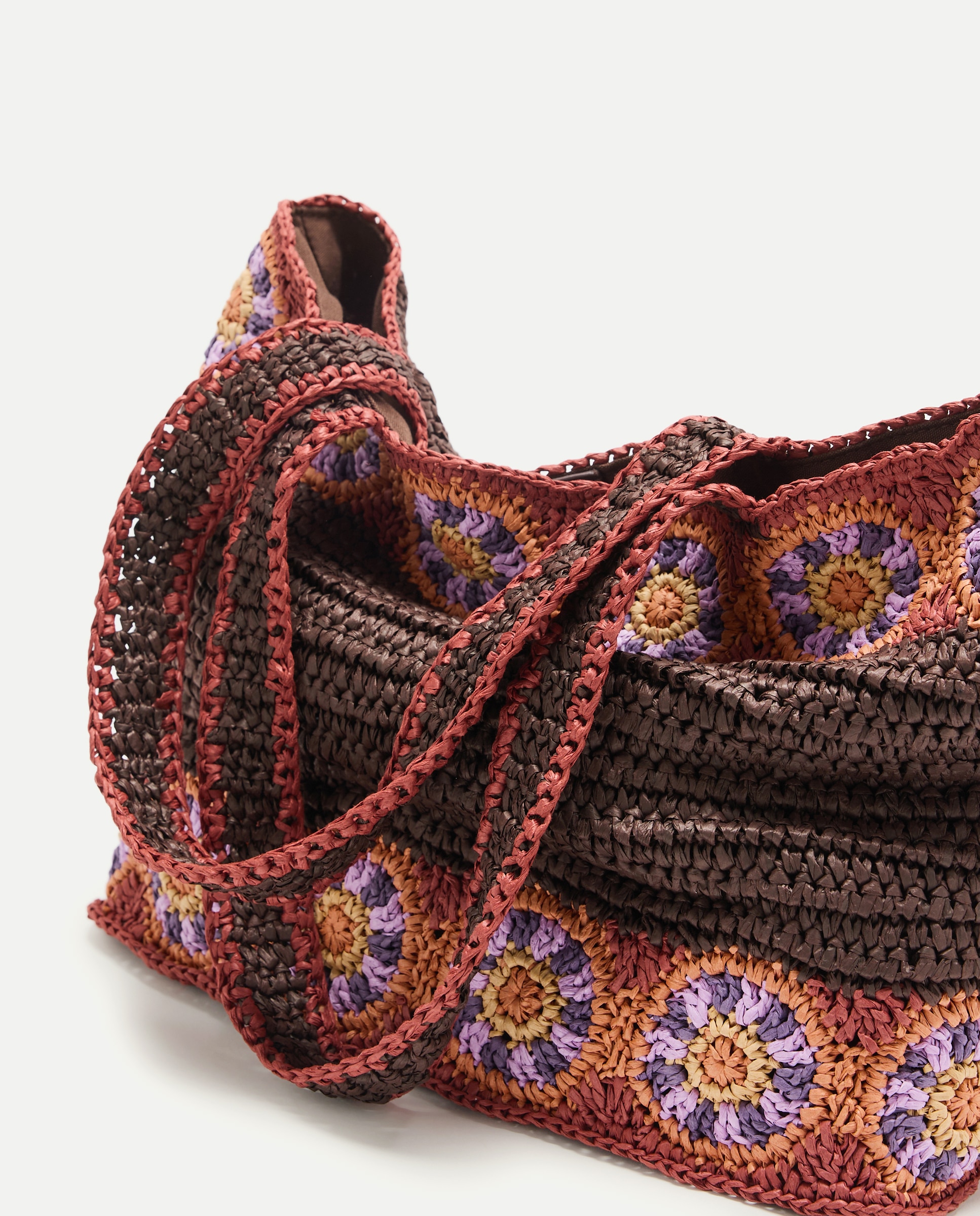 Mala Shopper com Crochet Floral 200 Rosa-5