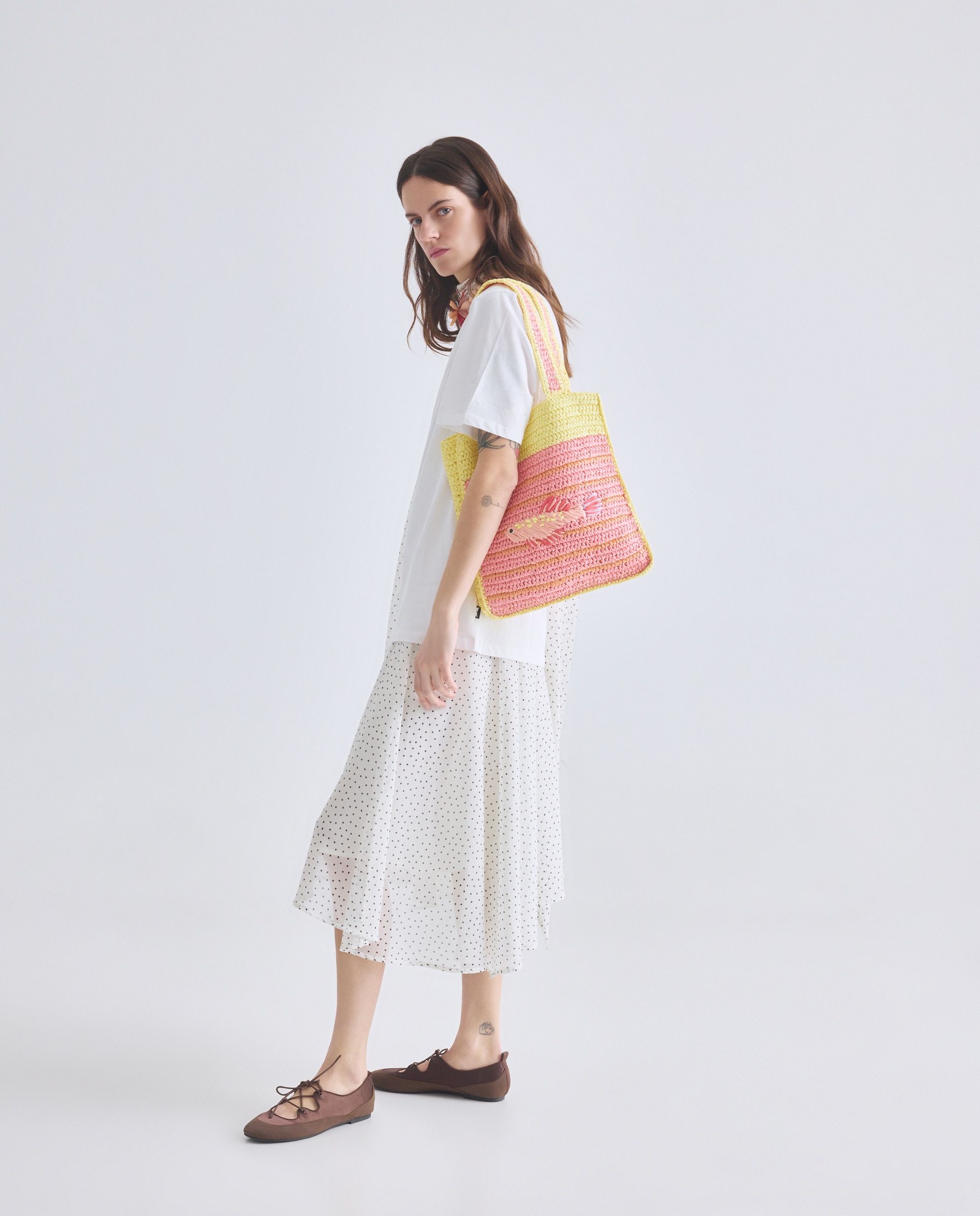 Mala Shopper com Bordado de Concha 200 Rosa-5
