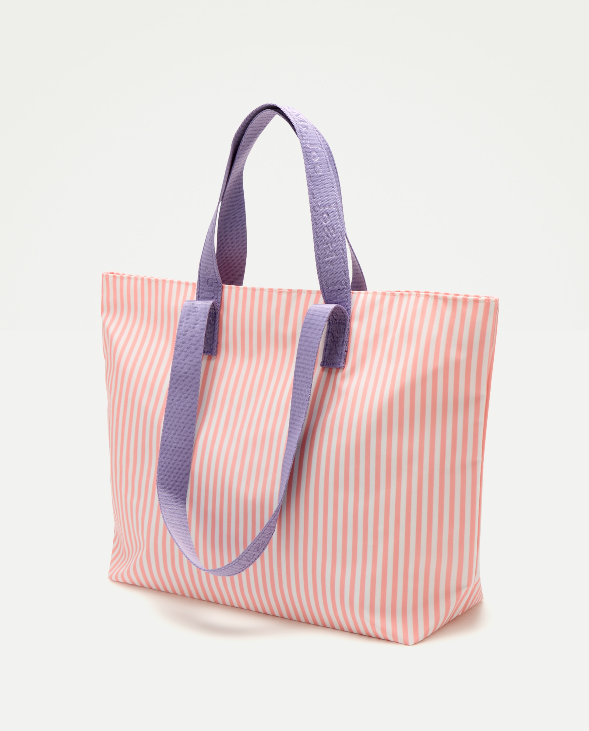 Mala Shopper com Estampado às Riscas 200 Rosa-2