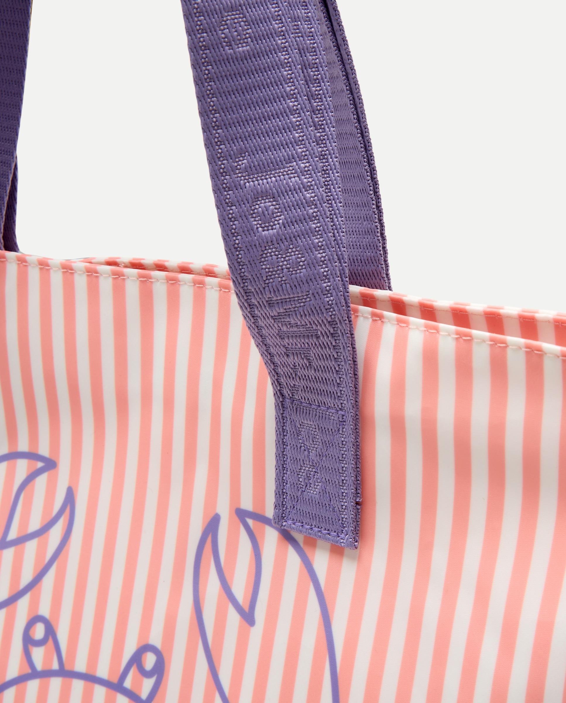 Mala Shopper com Estampado às Riscas 200 Rosa-4