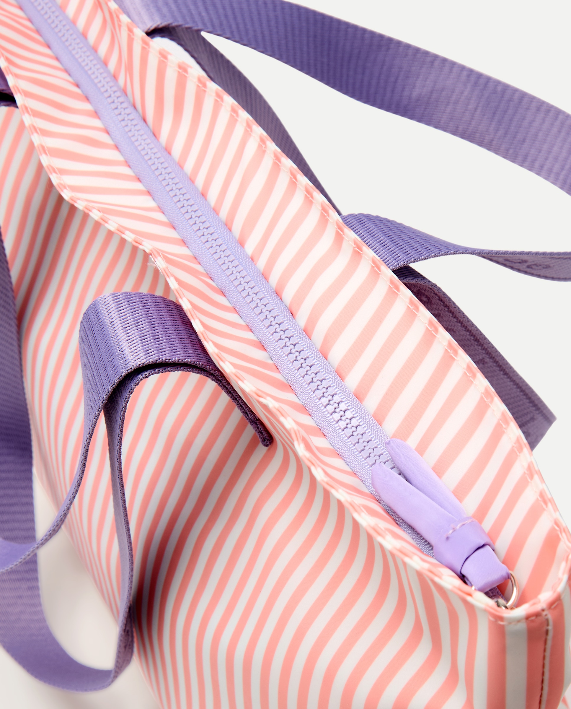 Mala Shopper com Estampado às Riscas 200 Rosa-5