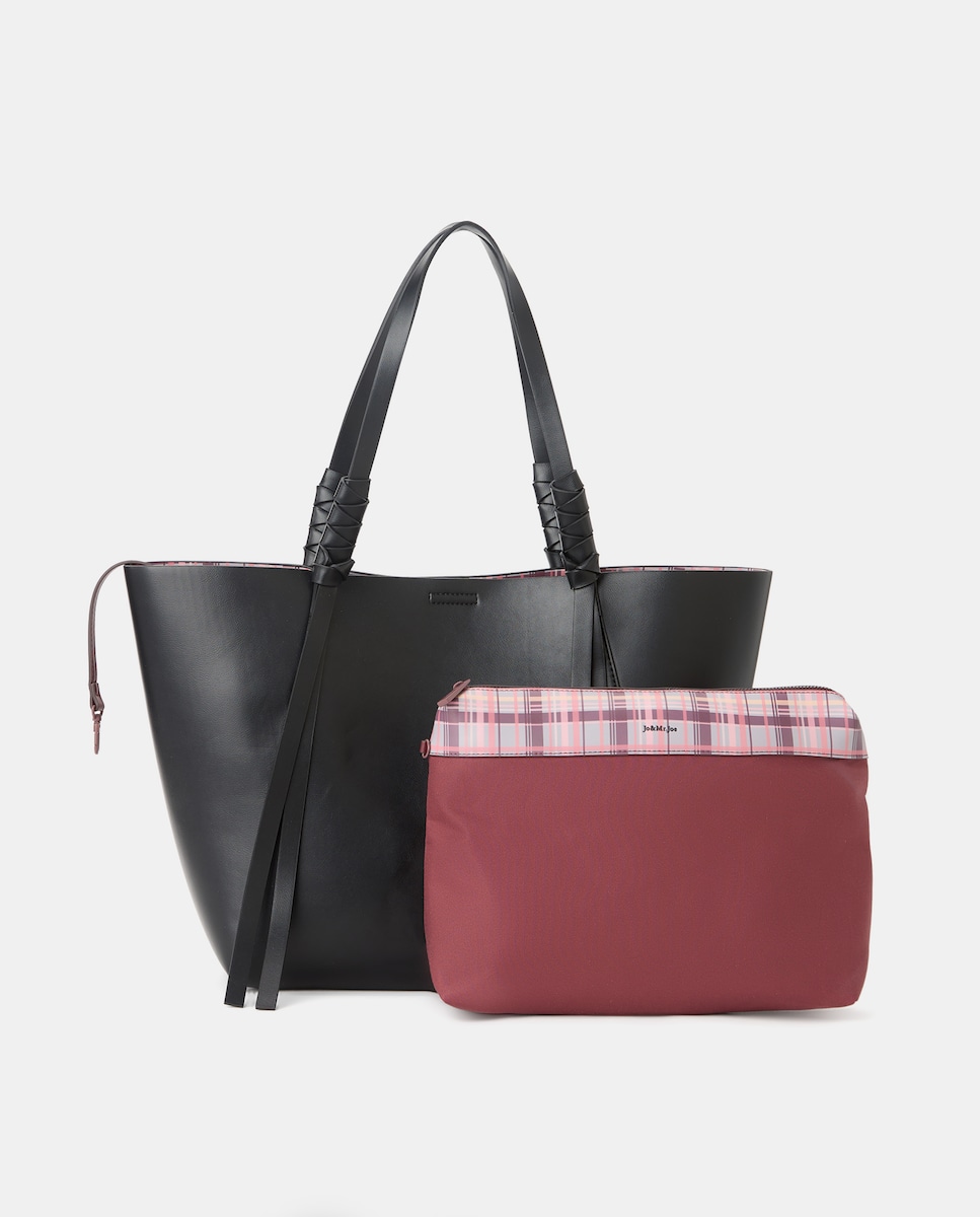 Mala Shopper com Alças Entrançadas Preto-2