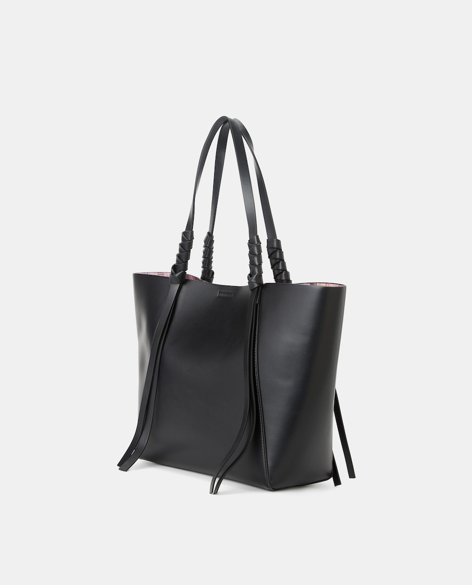 Mala Shopper com Alças Entrançadas Preto-3