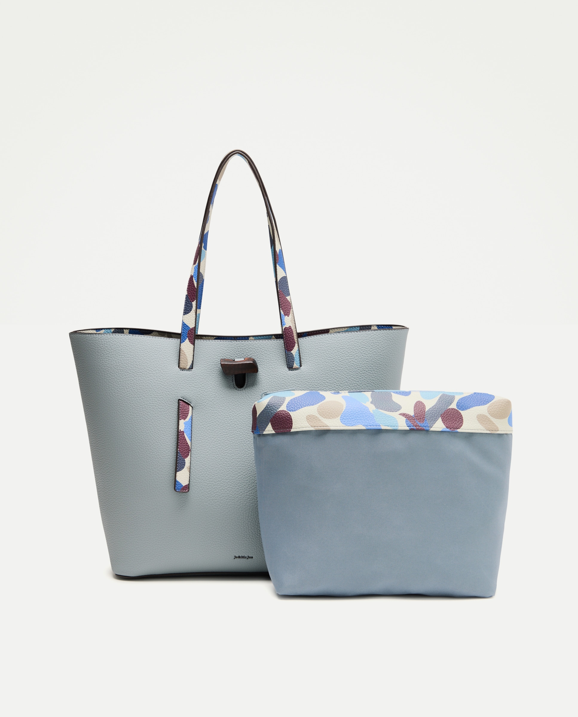 Bolso shopping con asa estampada - Jo & Mr. Joe - 120 Crudo 400 Azul-3