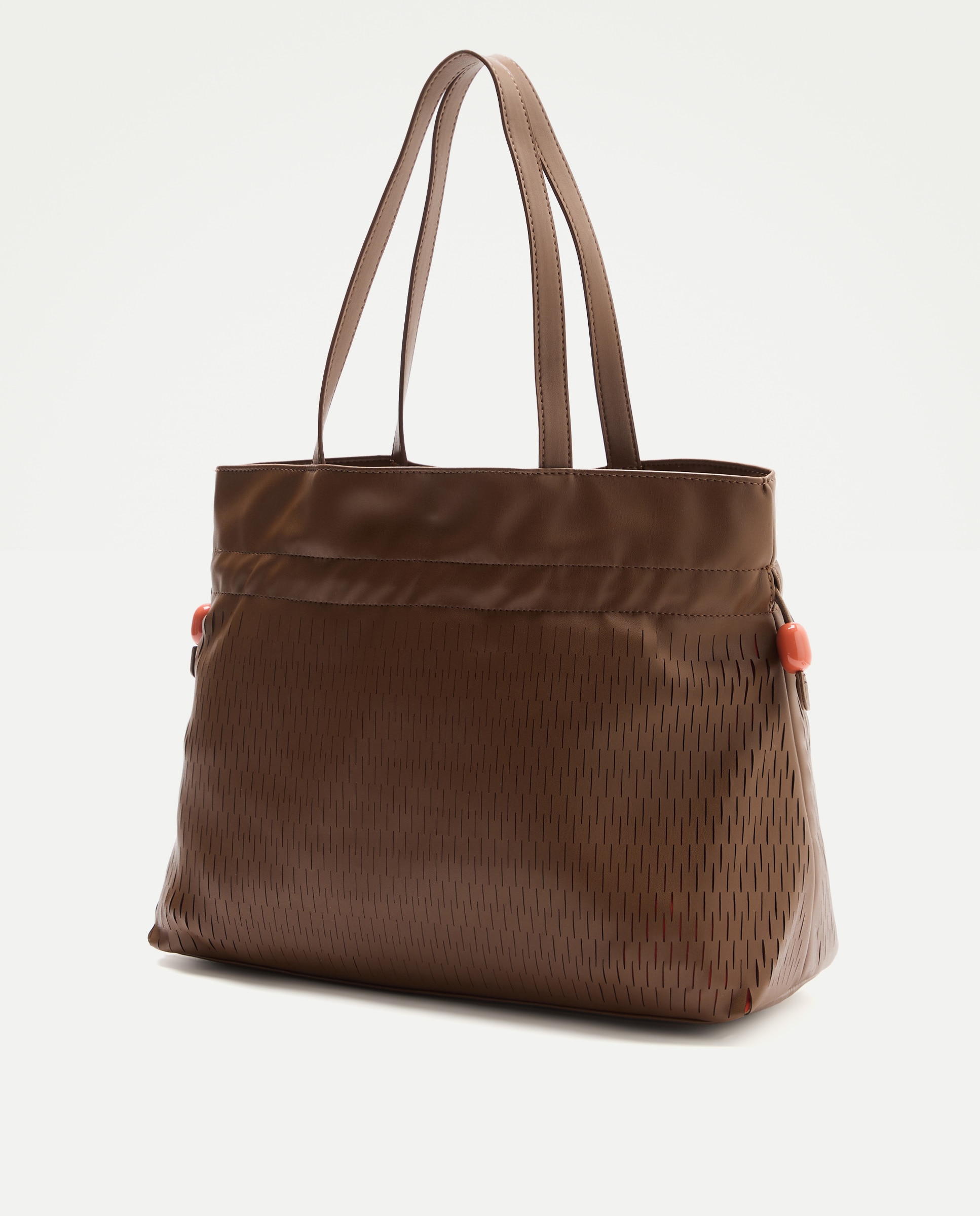 Mala Shopper com Detalhe de Cortes Castanho-2