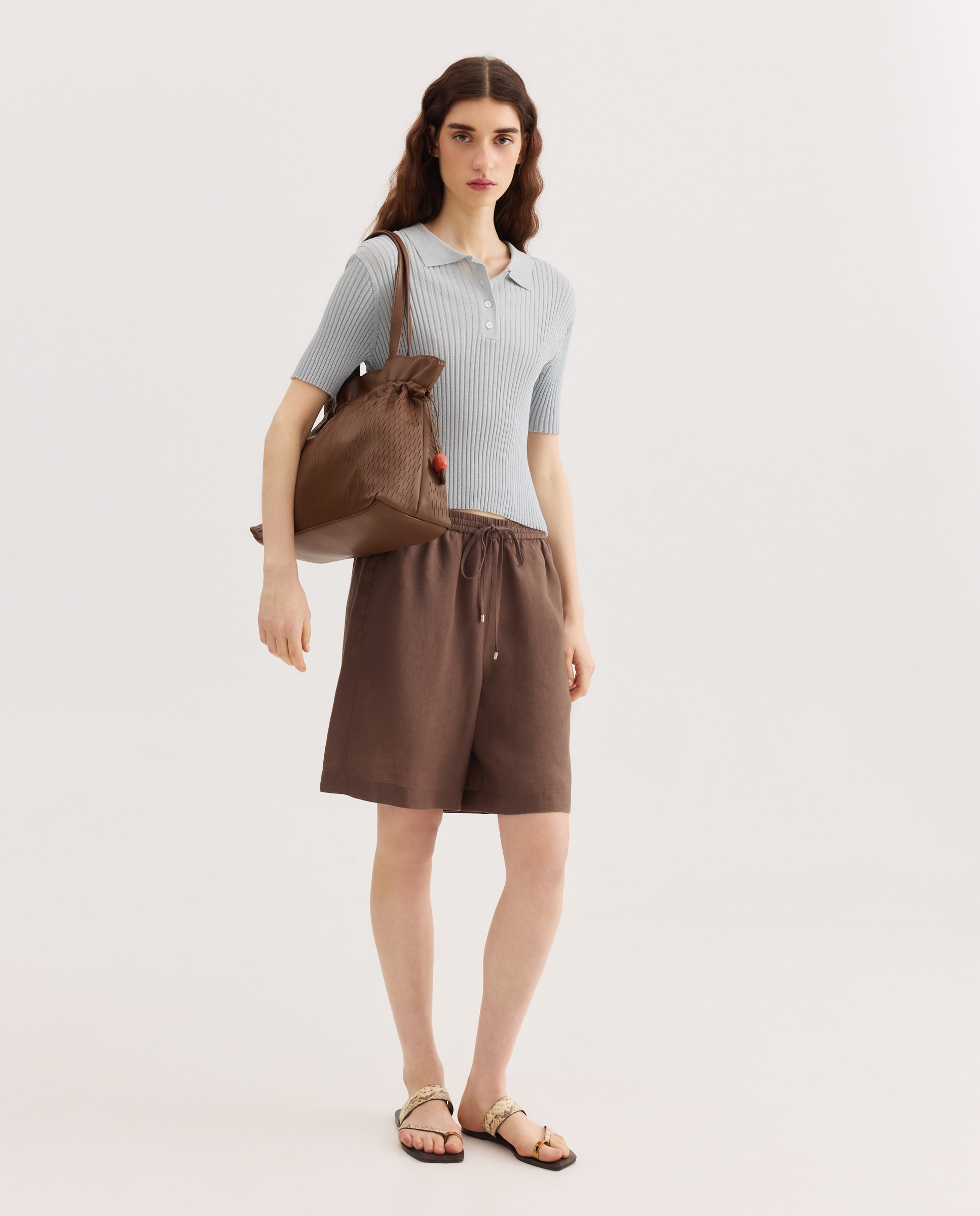 Mala Shopper com Detalhe de Cortes Castanho-6