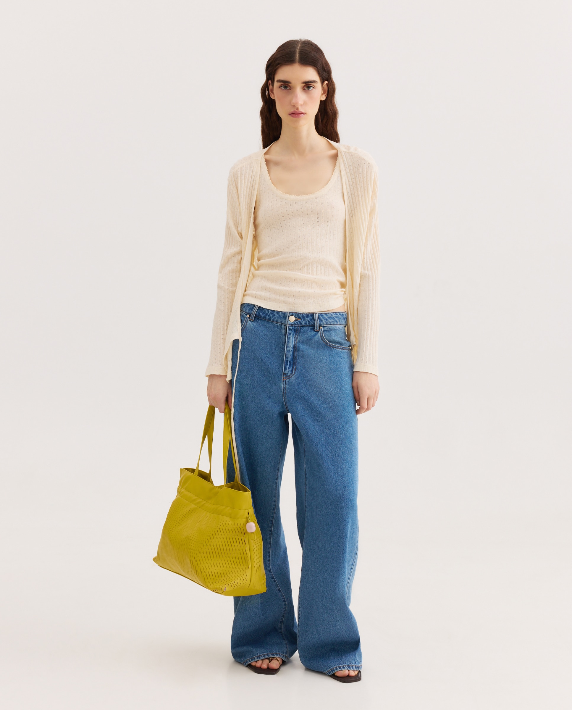 Mala Shopper com Detalhe de Cortes 300 Amarelo-6