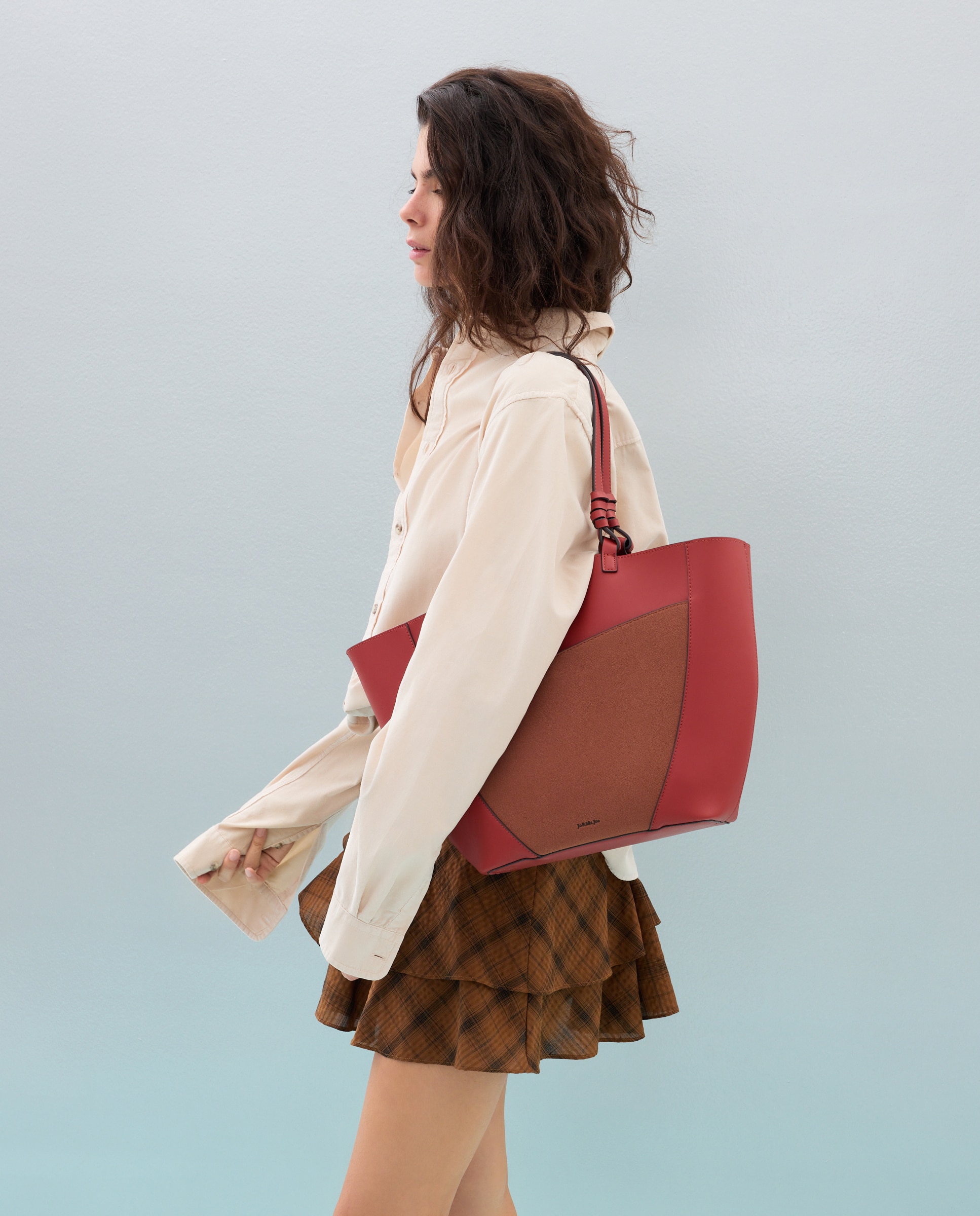 Bolso shopping con charm y estampado - Jo & Mr. Joe - 120 Crudo 770 Terracota-7