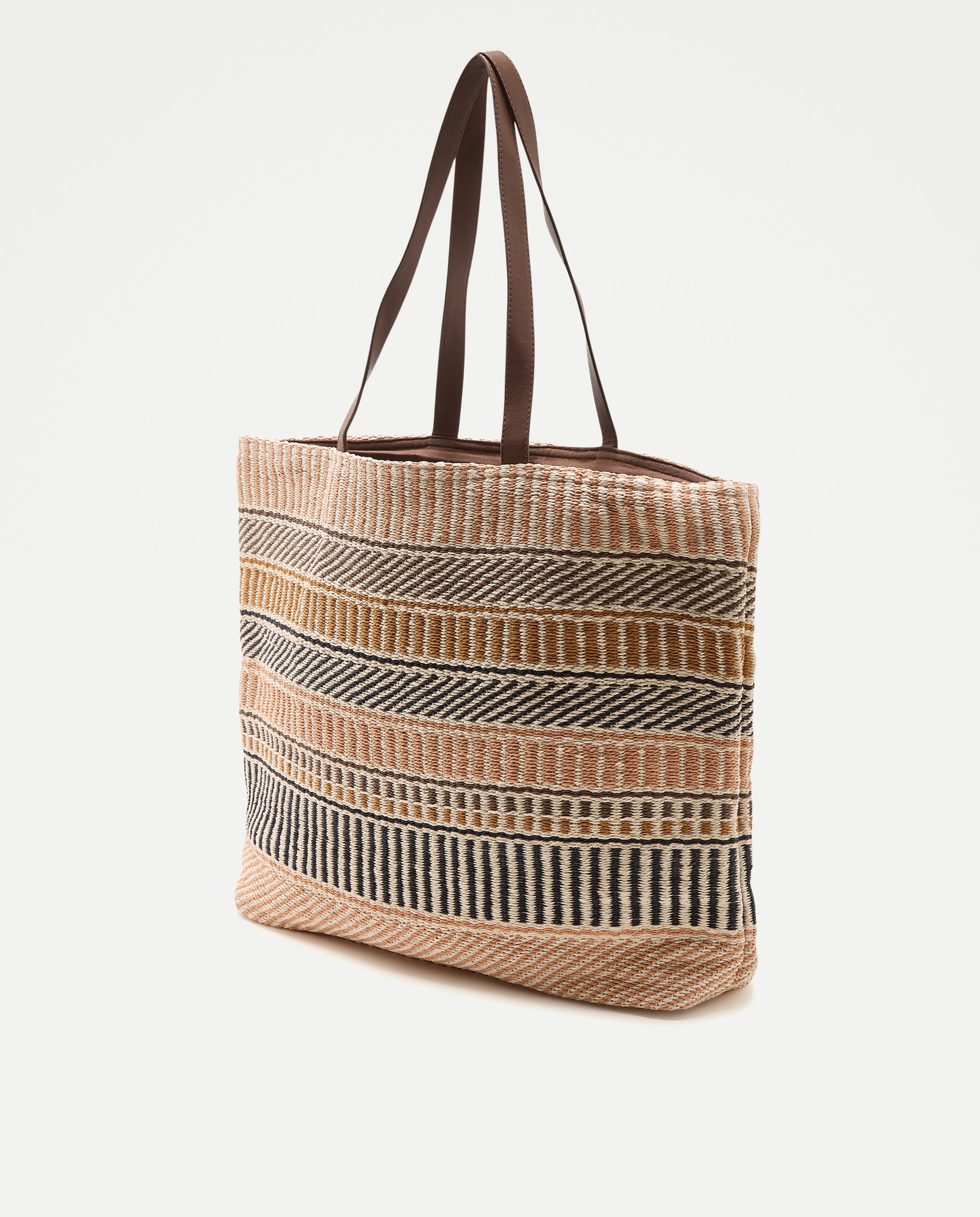 Mala Shopper com Cores Combinadas Branco-marfim-2