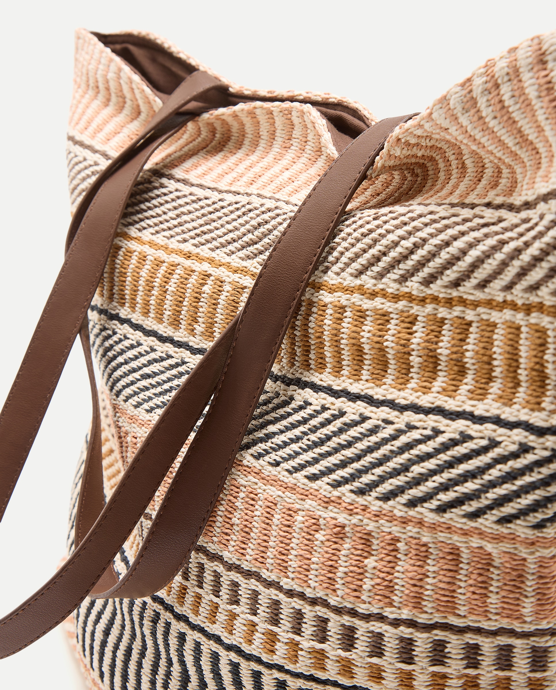 Mala Shopper com Cores Combinadas Branco-marfim-3