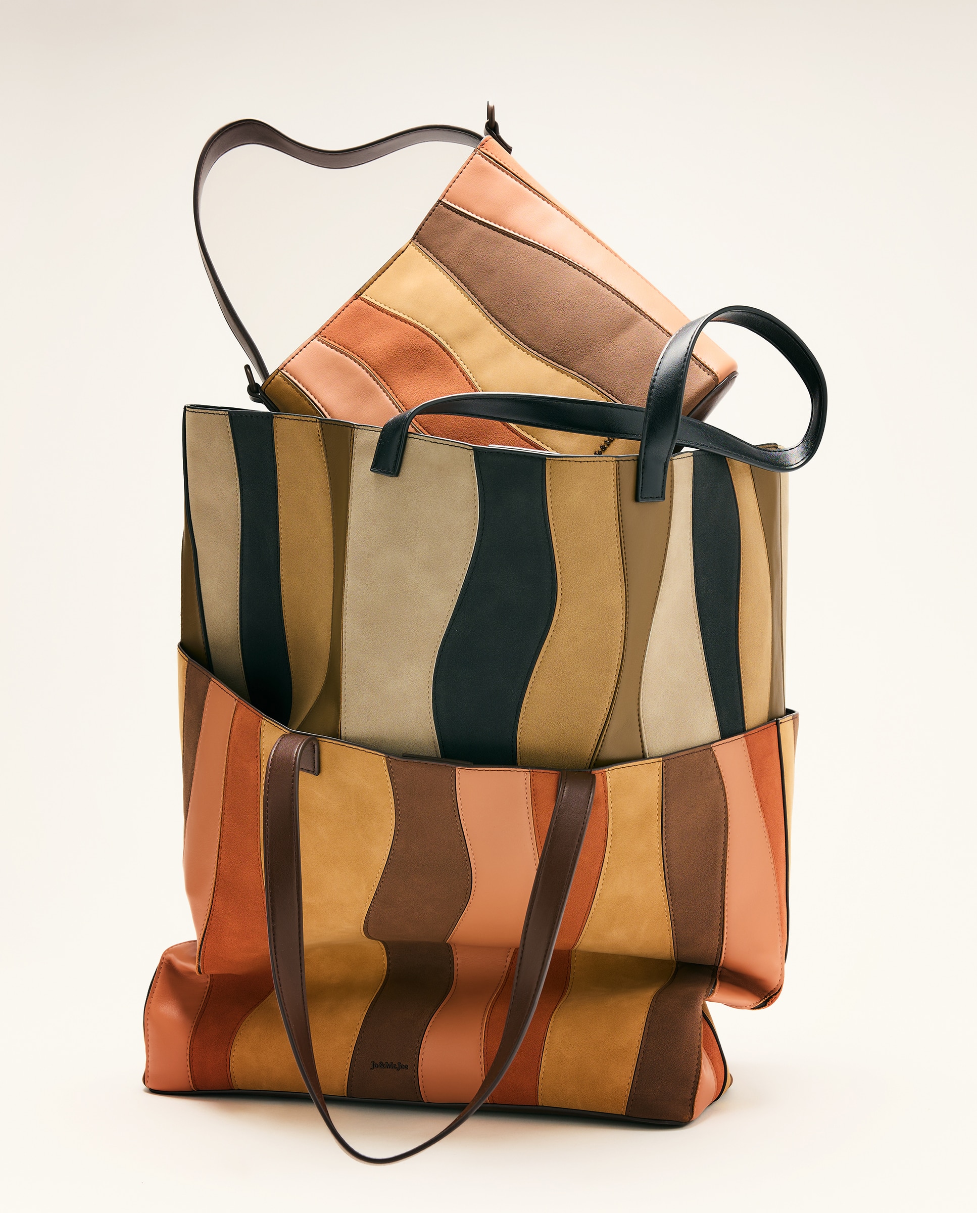 Bolso shopper con patchwork y materiales combinados - Jo & Mr. Joe - 660 Naranja 660 Naranja-6