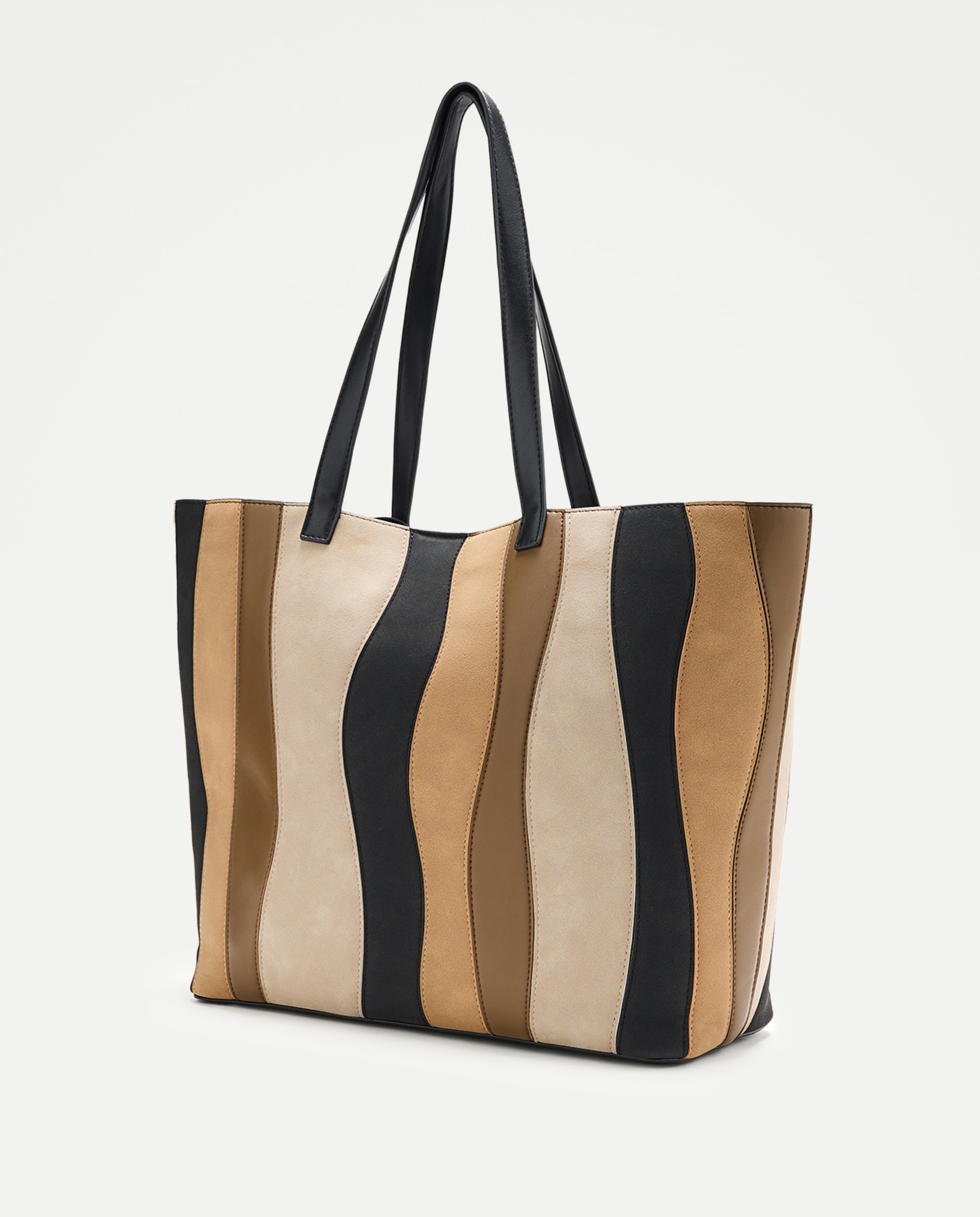 Bolso shopper con patchwork y materiales combinados - Jo & Mr. Joe - Negro Negro-2