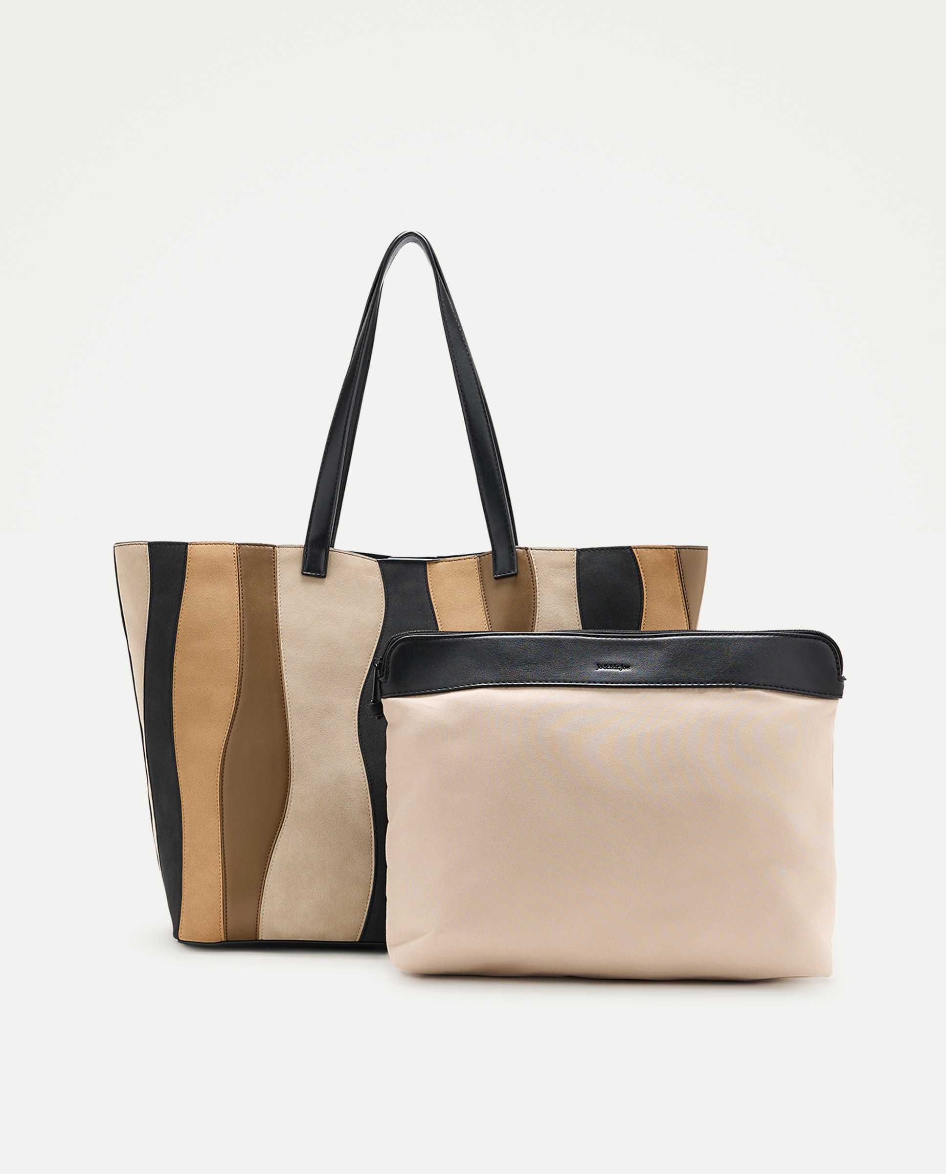 Bolso shopper con patchwork y materiales combinados - Jo & Mr. Joe - Negro Negro-3