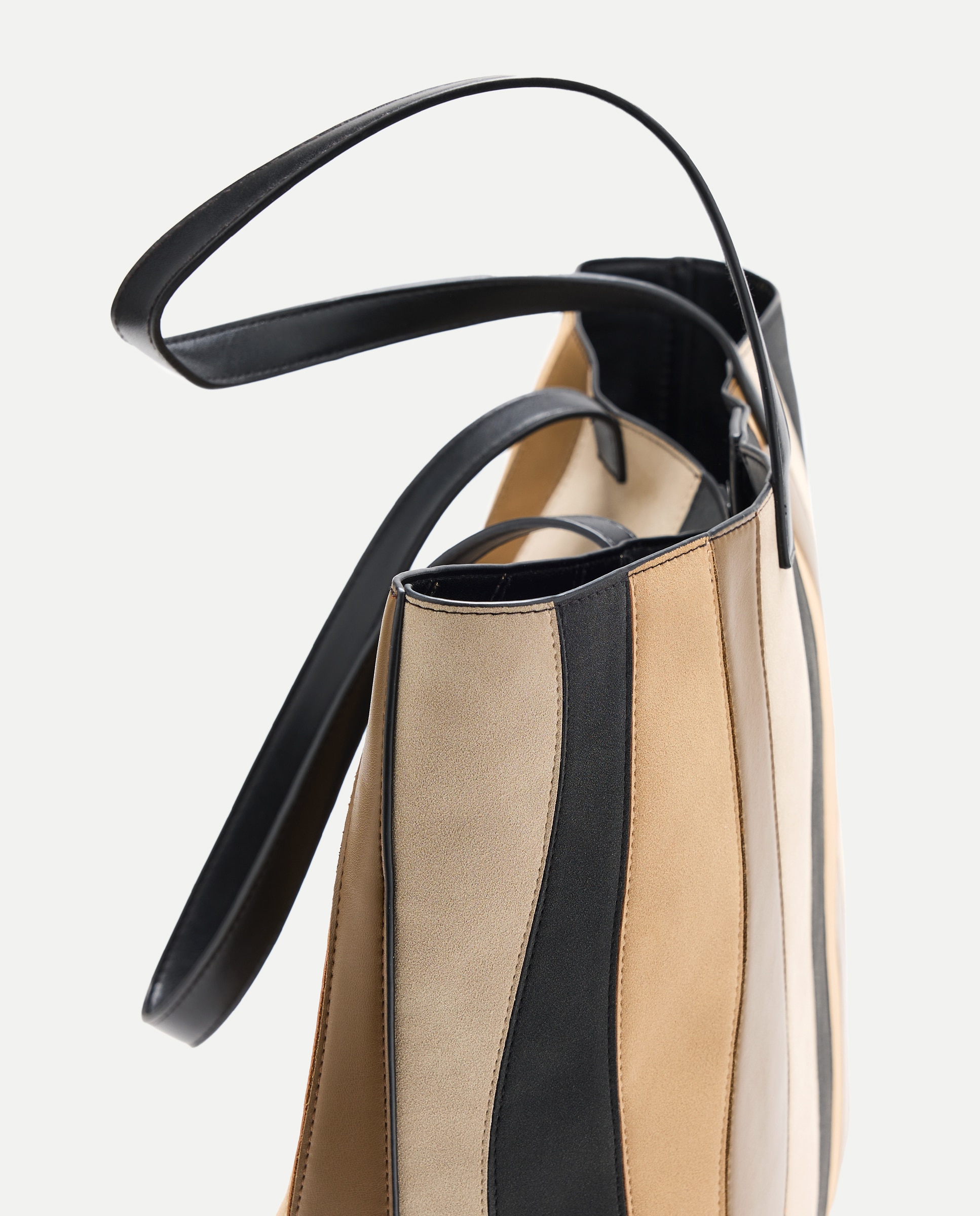 Bolso shopper con patchwork y materiales combinados - Jo & Mr. Joe - Negro Negro-4