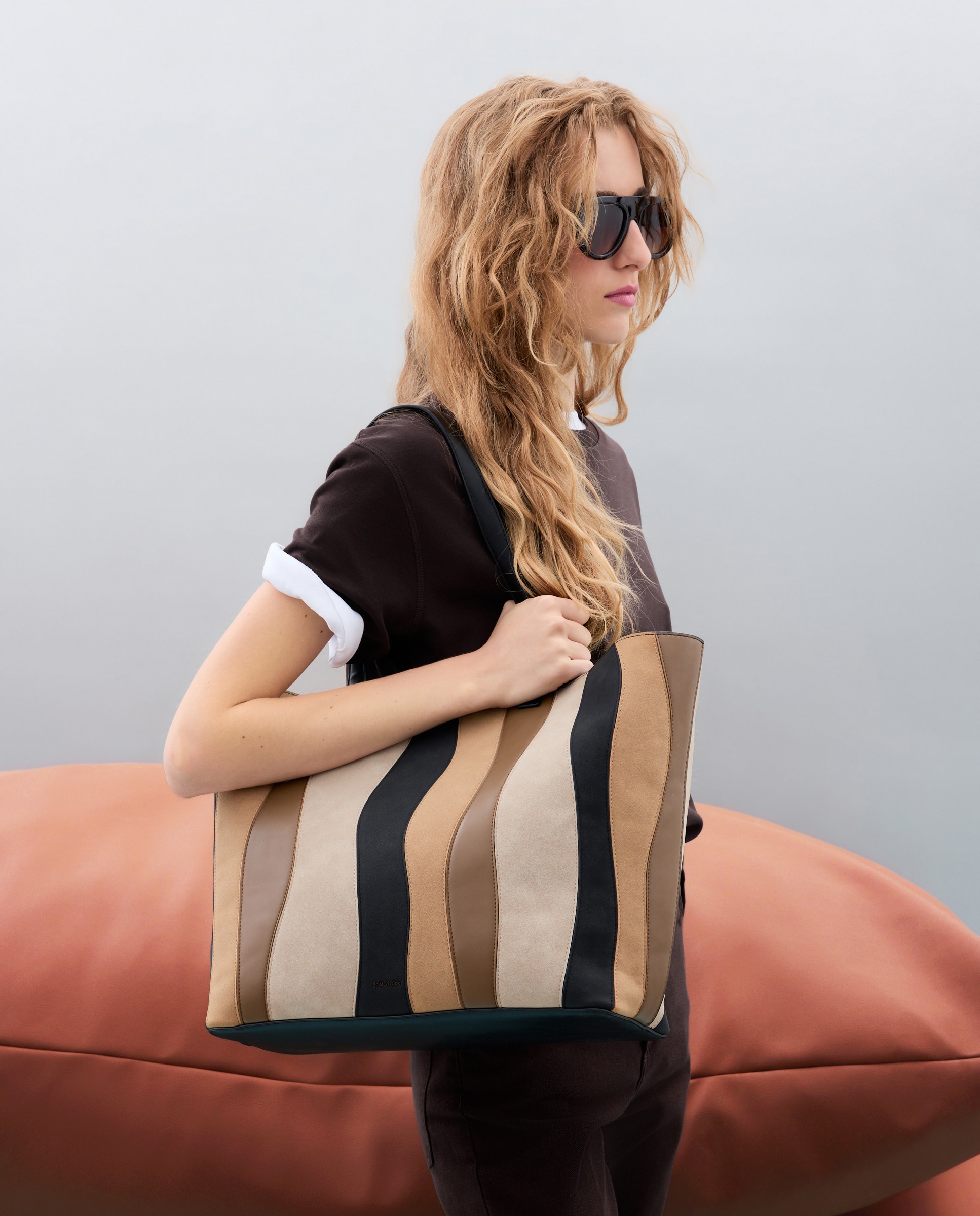Bolso shopper con patchwork y materiales combinados - Jo & Mr. Joe - Negro Negro-7