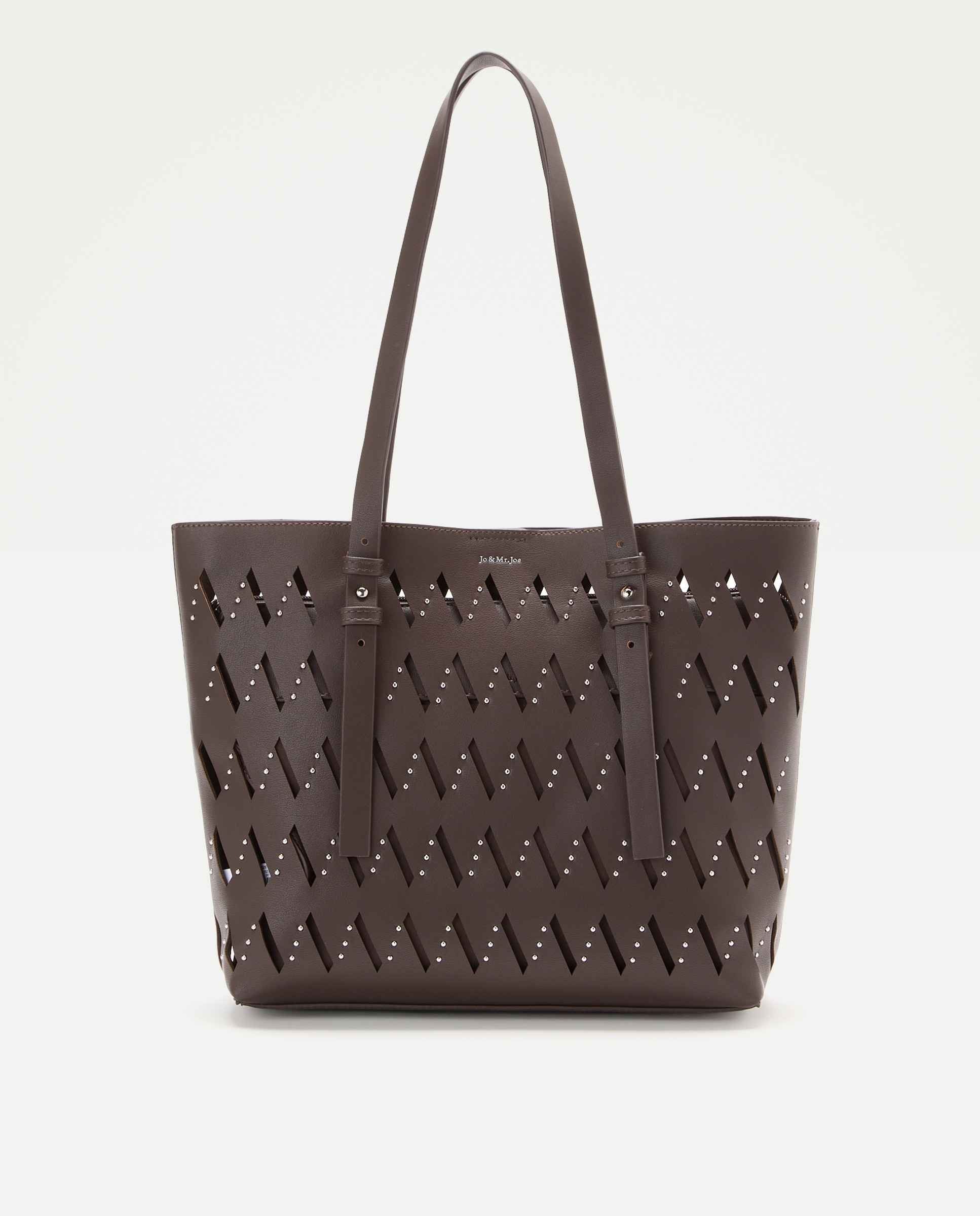 Bolso shopping con troquelado y tachas - Jo & Mr. Joe - Chocolate Chocolate-1