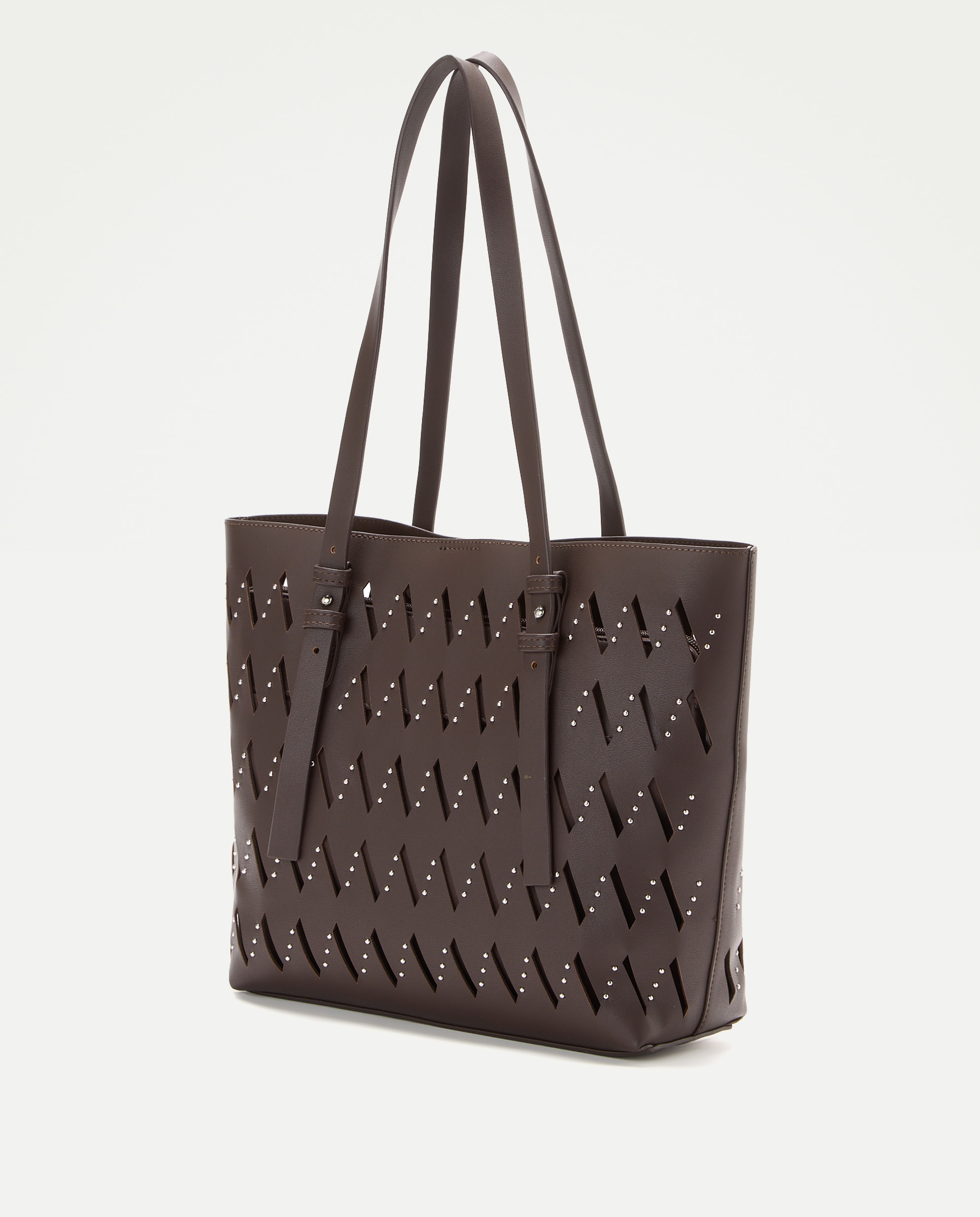 Bolso shopping con troquelado y tachas - Jo & Mr. Joe - Chocolate Chocolate-2