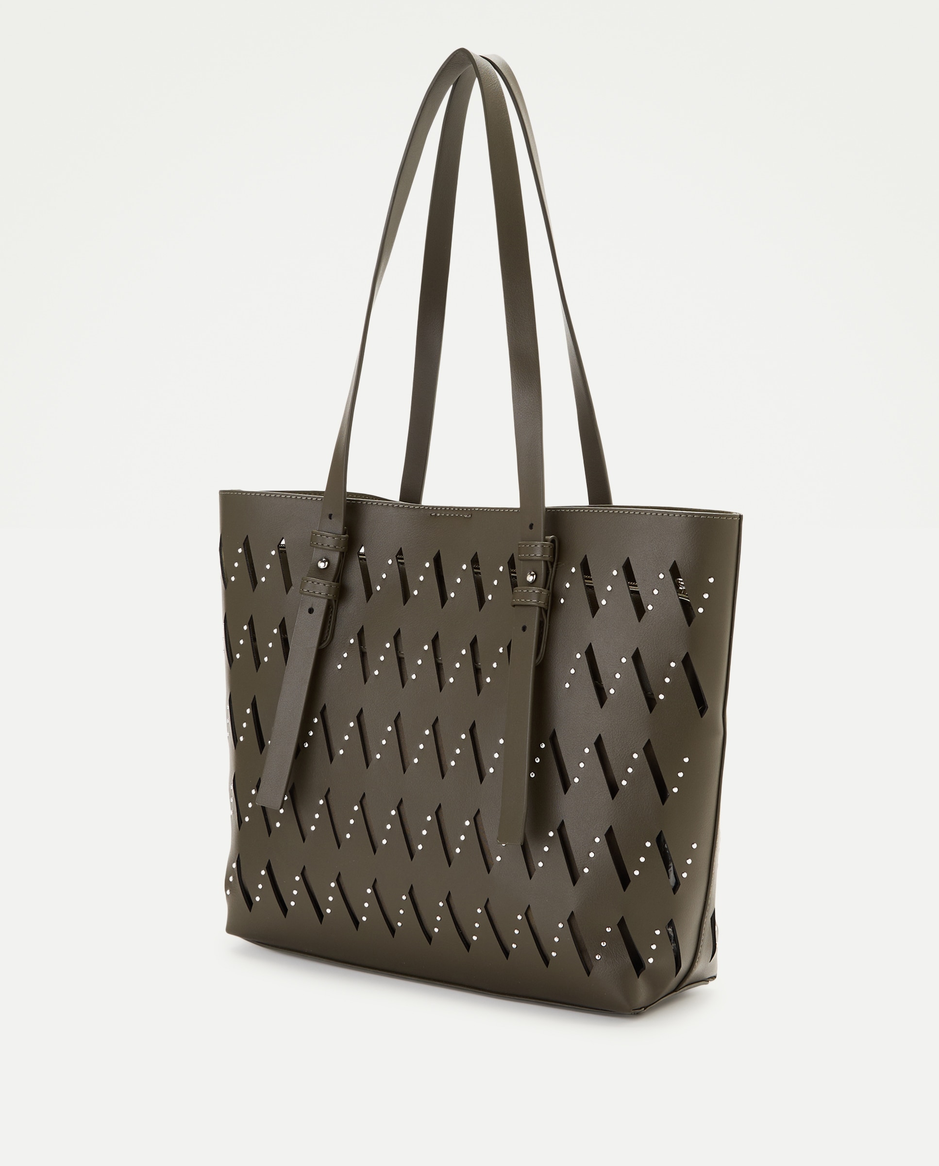 Bolso shopping con troquelado y tachas - Jo & Mr. Joe - 520 Kaki 520 Kaki-2