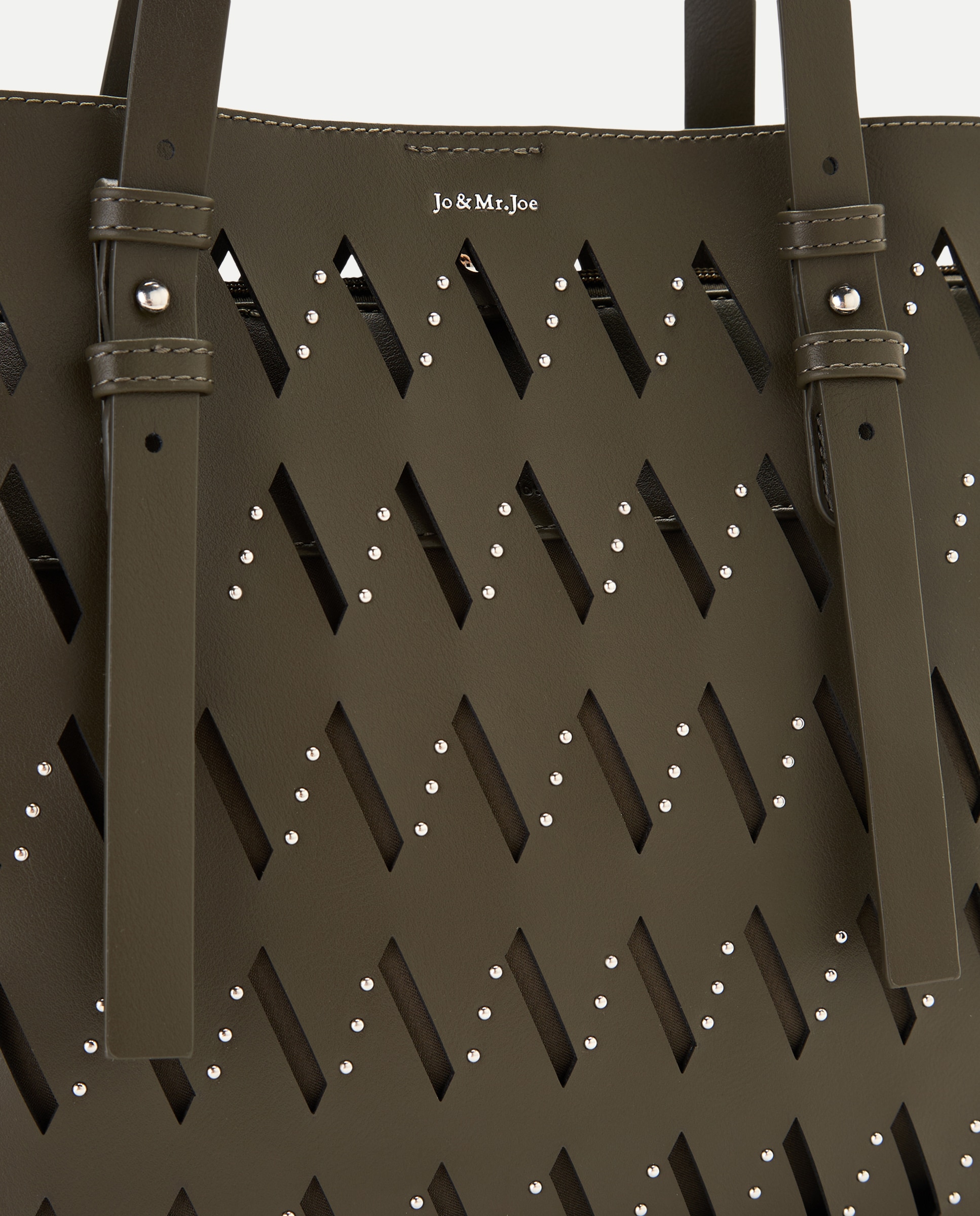 Bolso shopping con troquelado y tachas - Jo & Mr. Joe - 520 Kaki 520 Kaki-4