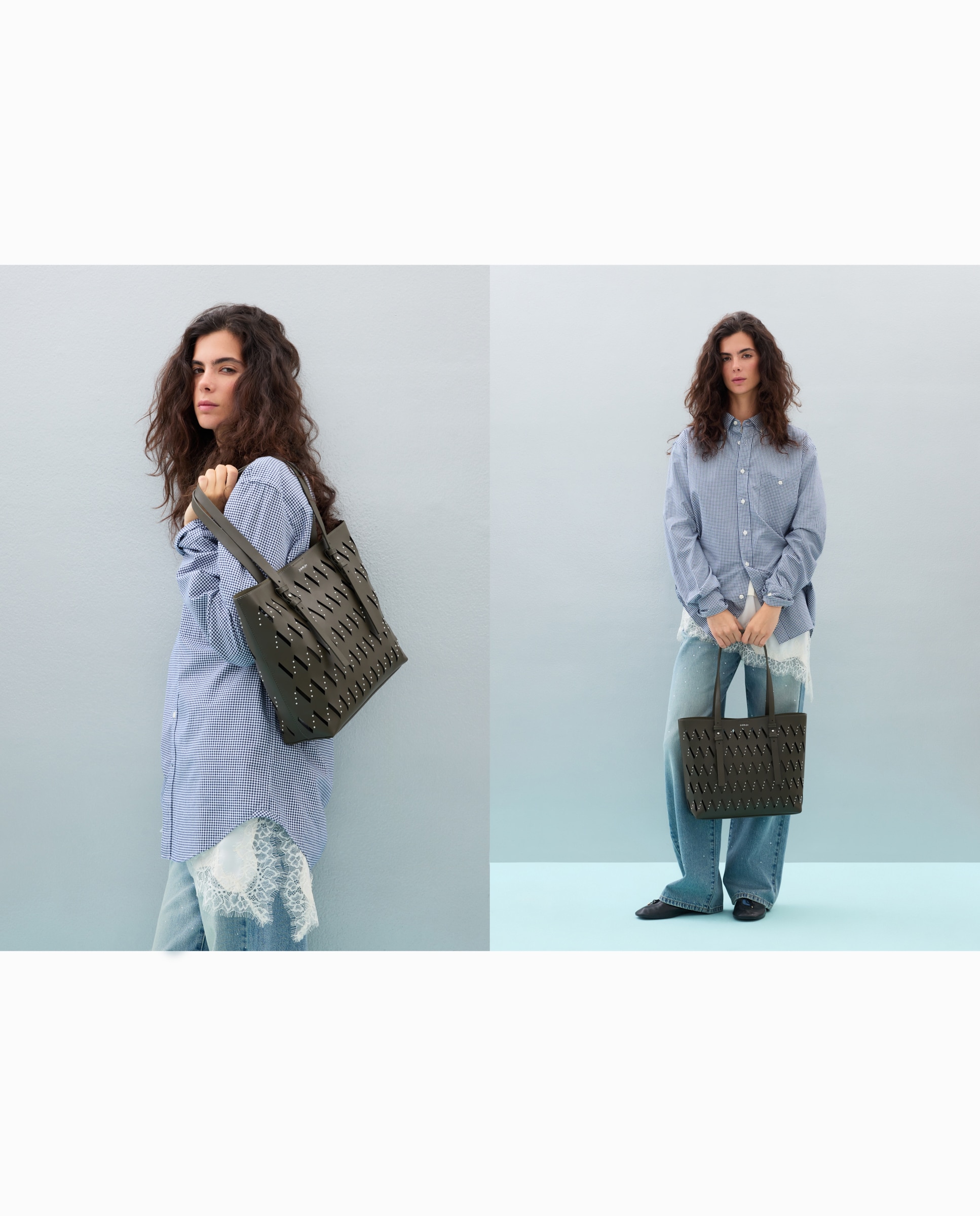 Bolso shopping con troquelado y tachas - Jo & Mr. Joe - 520 Kaki 520 Kaki-6