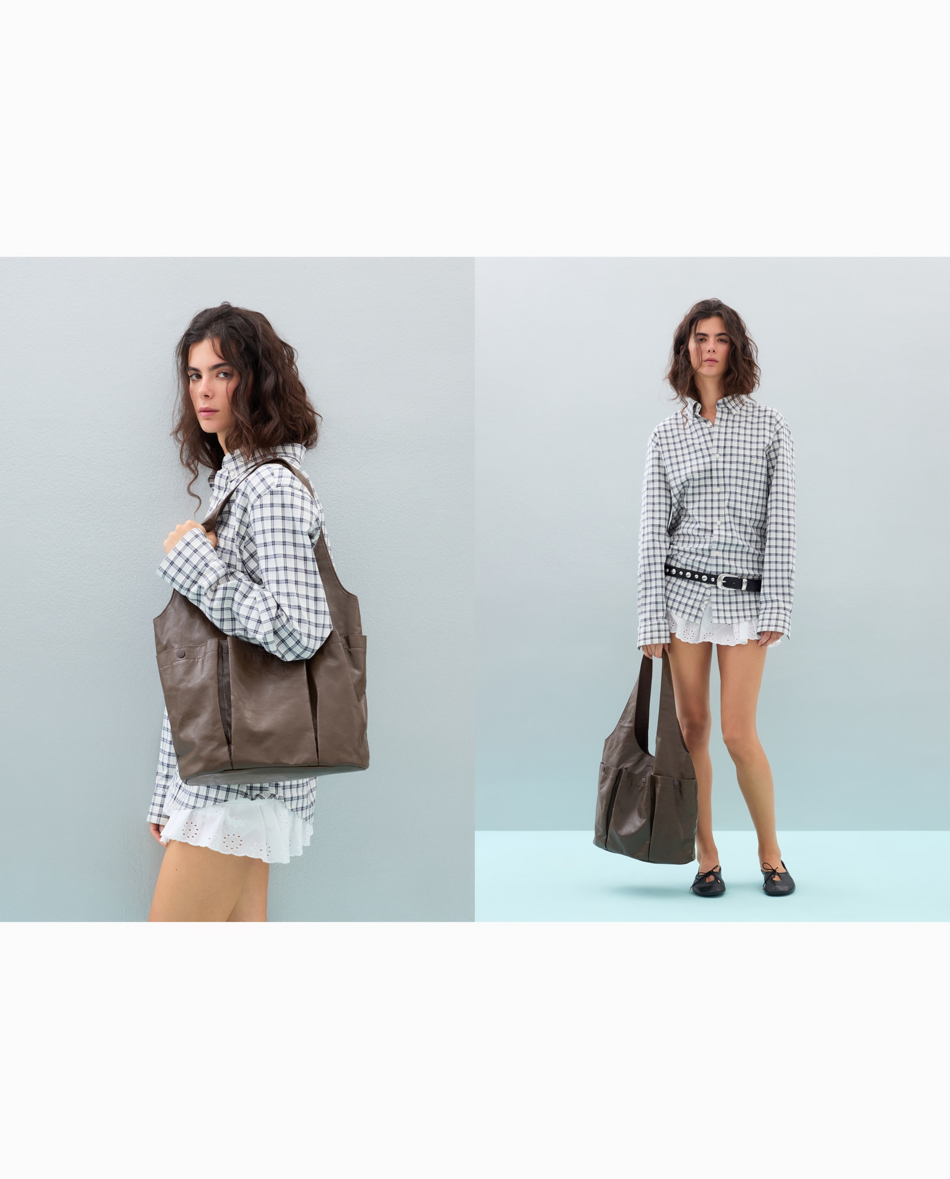 Mala Shopper com Bolsos Castanho-5