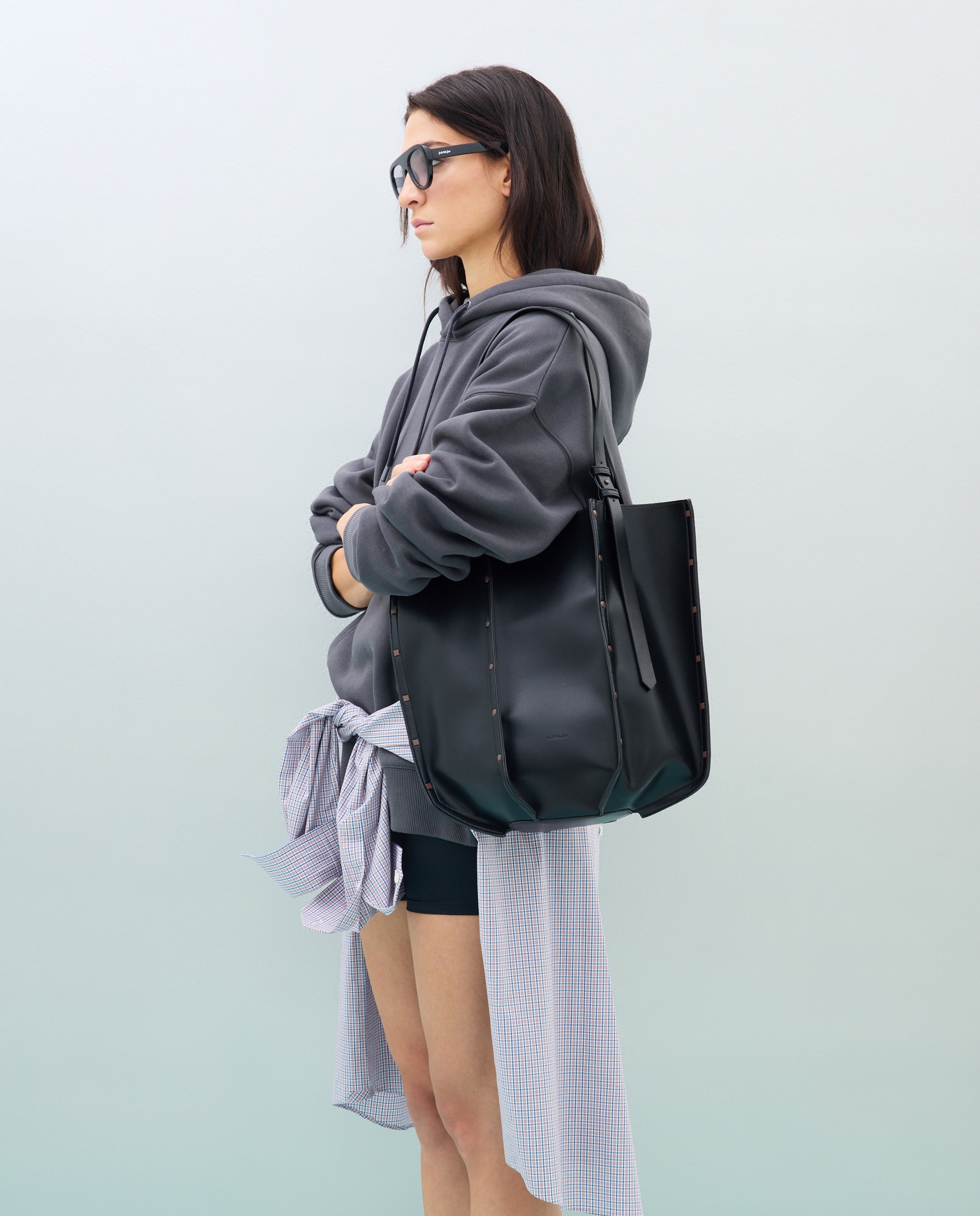Bolso shopping con adorno de tachas - Jo & Mr. Joe - Negro Negro-7