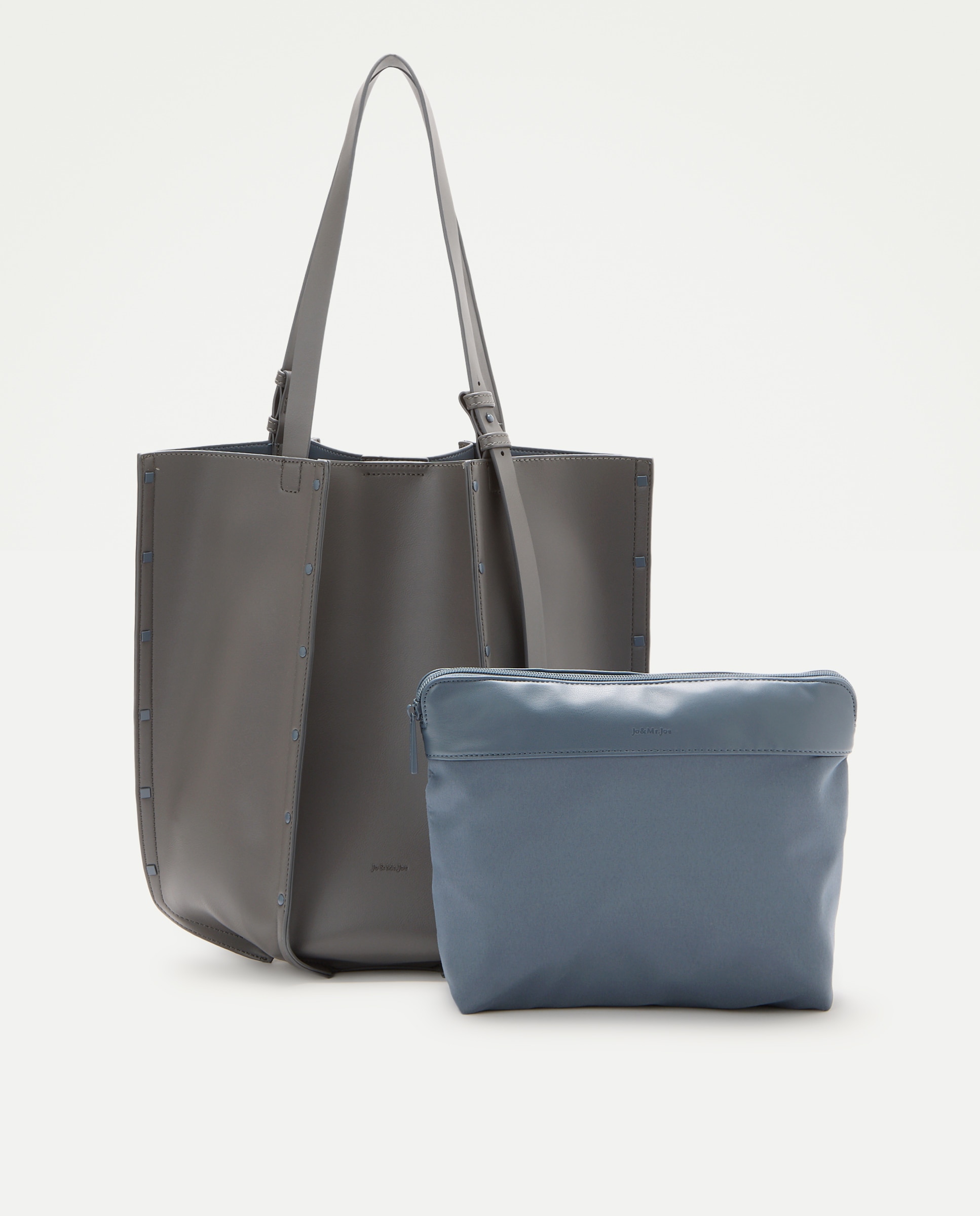 Bolso shopping con adorno de tachas - Jo & Mr. Joe - Gris claro Gris claro-3