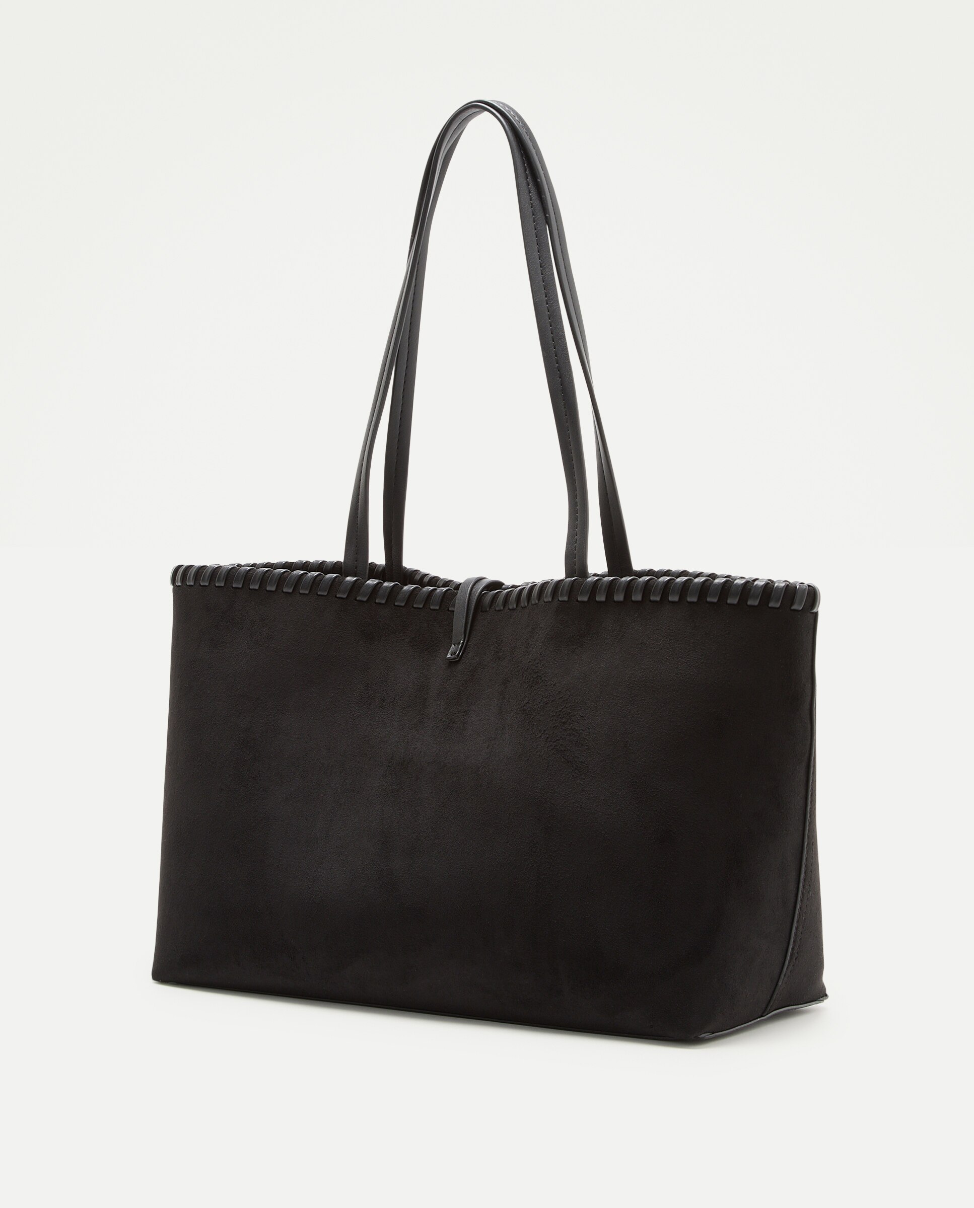 Mala Shopper com Pespontos e Pedraria Preto-2