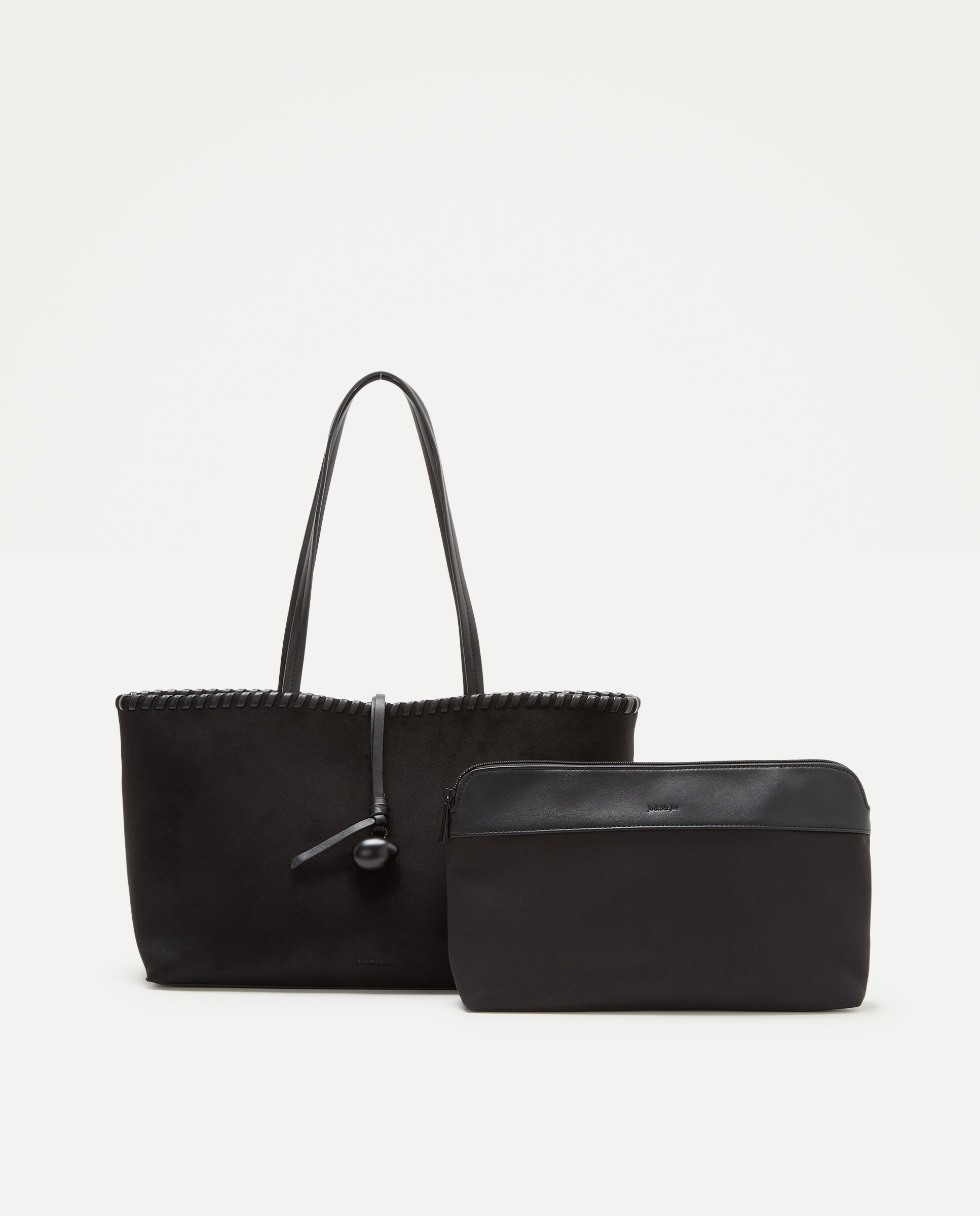 Mala Shopper com Pespontos e Pedraria Preto-3