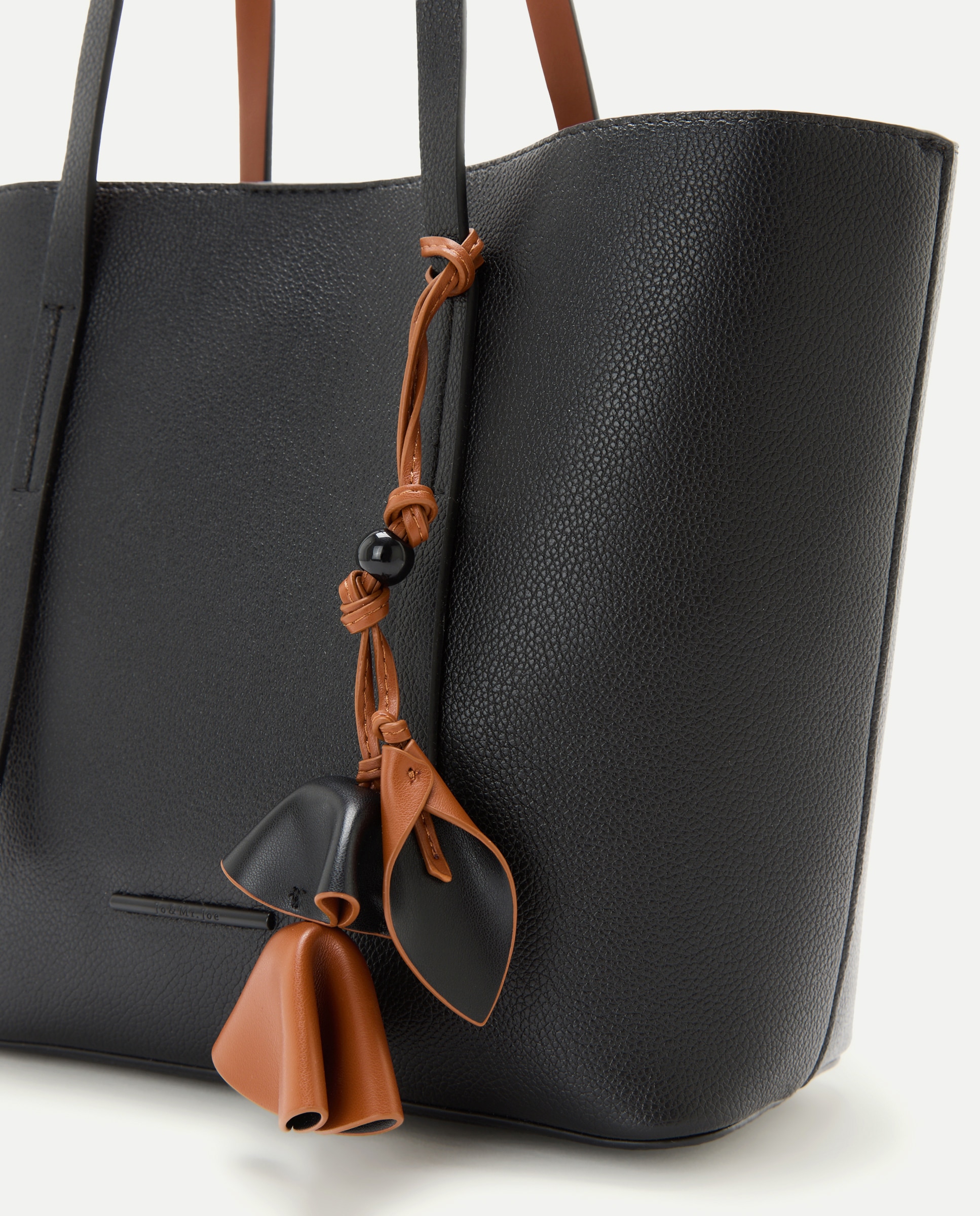 Bolso shopper con charm de flor - Jo & Mr. Joe - Negro Negro-4