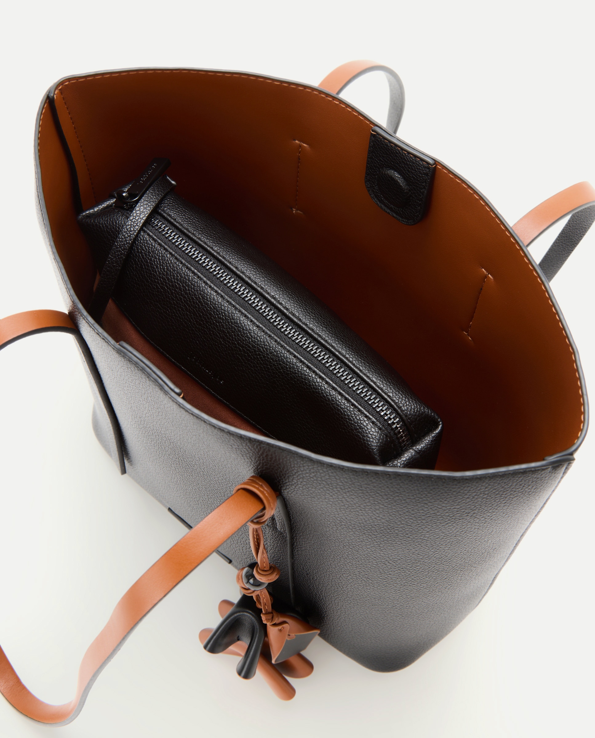Bolso shopper con charm de flor - Jo & Mr. Joe - Negro Negro-5