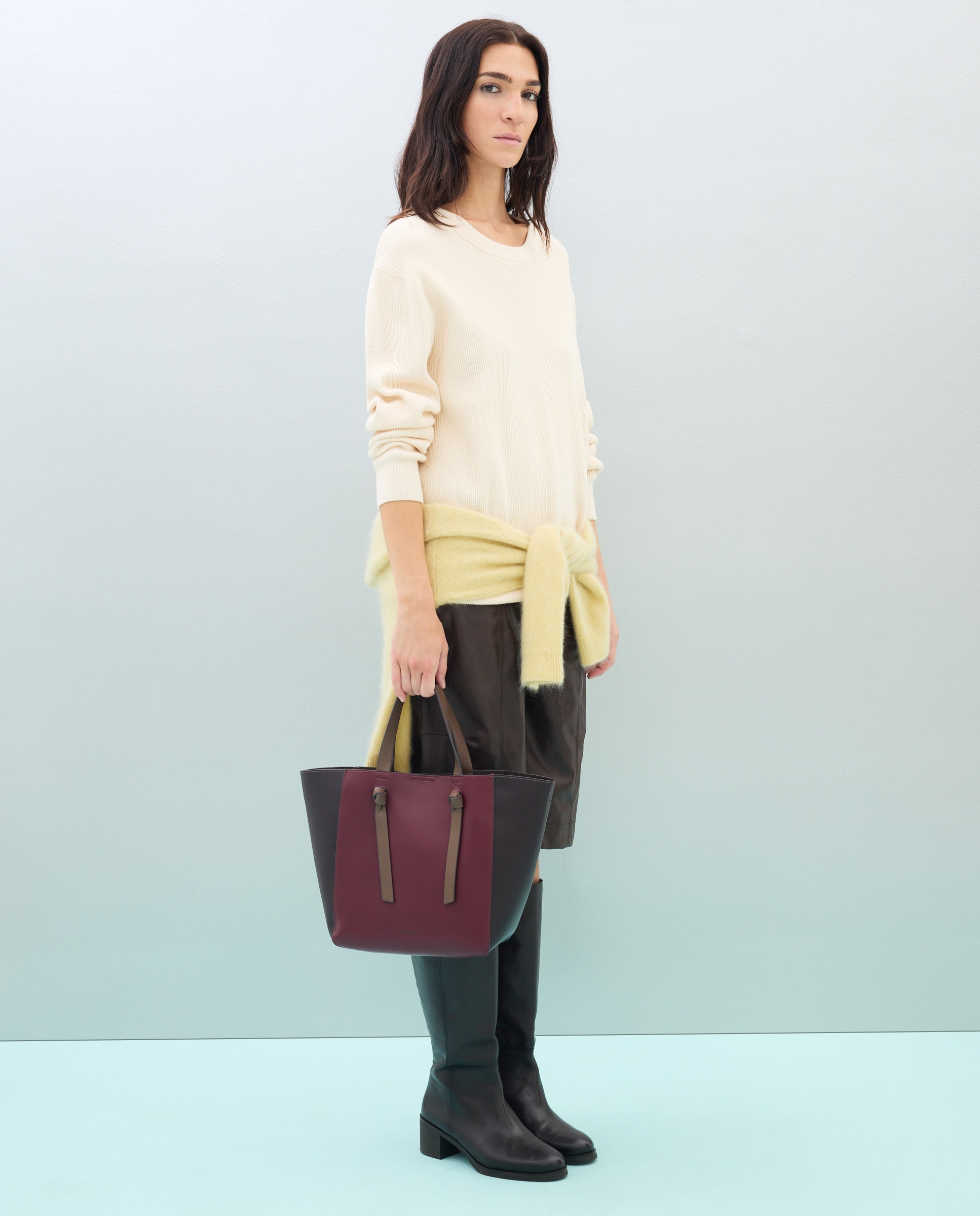 Bolso shopper tricolor - Jo & Mr. Joe - Burdeos Burdeos-6