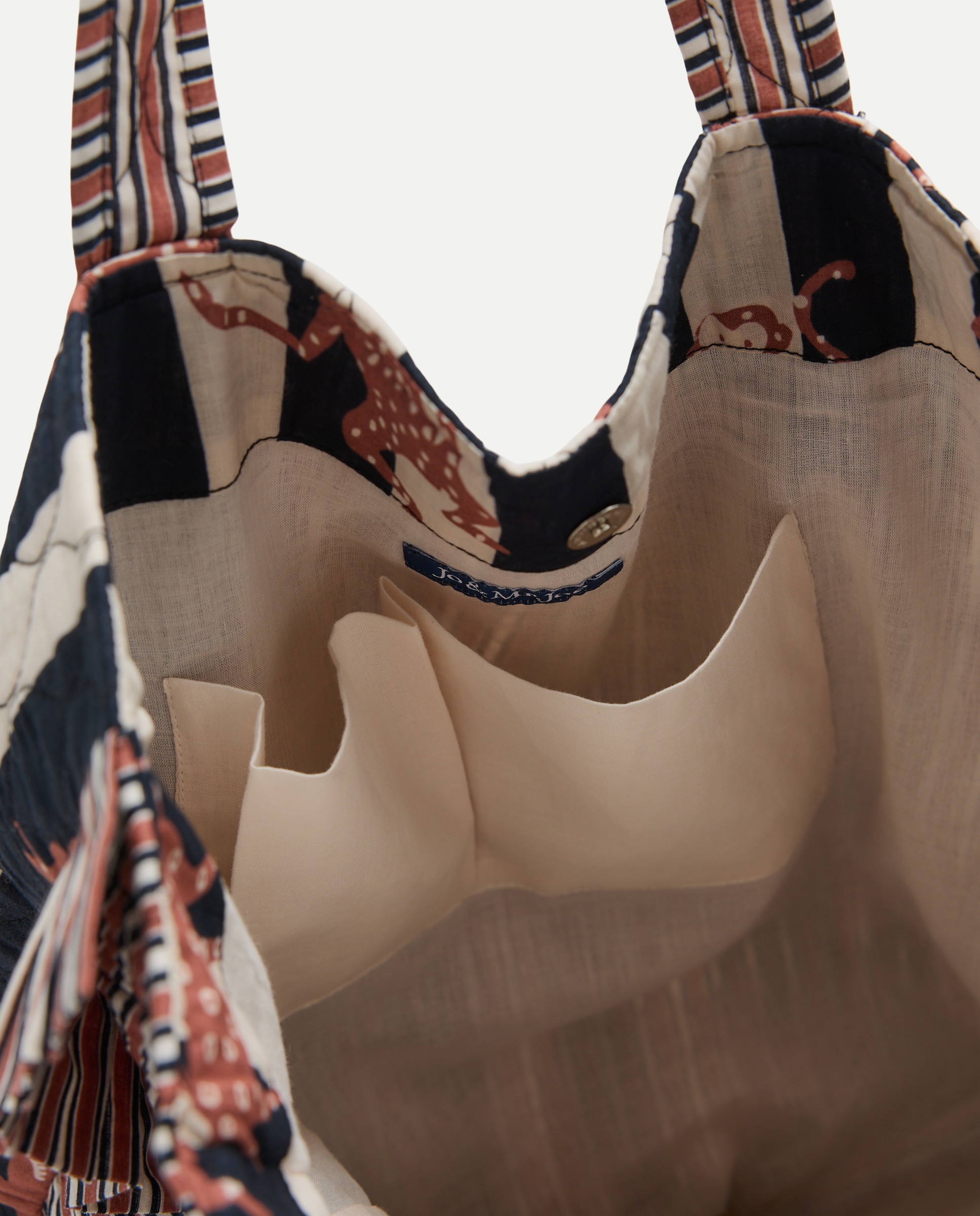 Saco de Praia Tipo Mala Shopper com Estampado às Riscas e Macacos 120 Cru-3