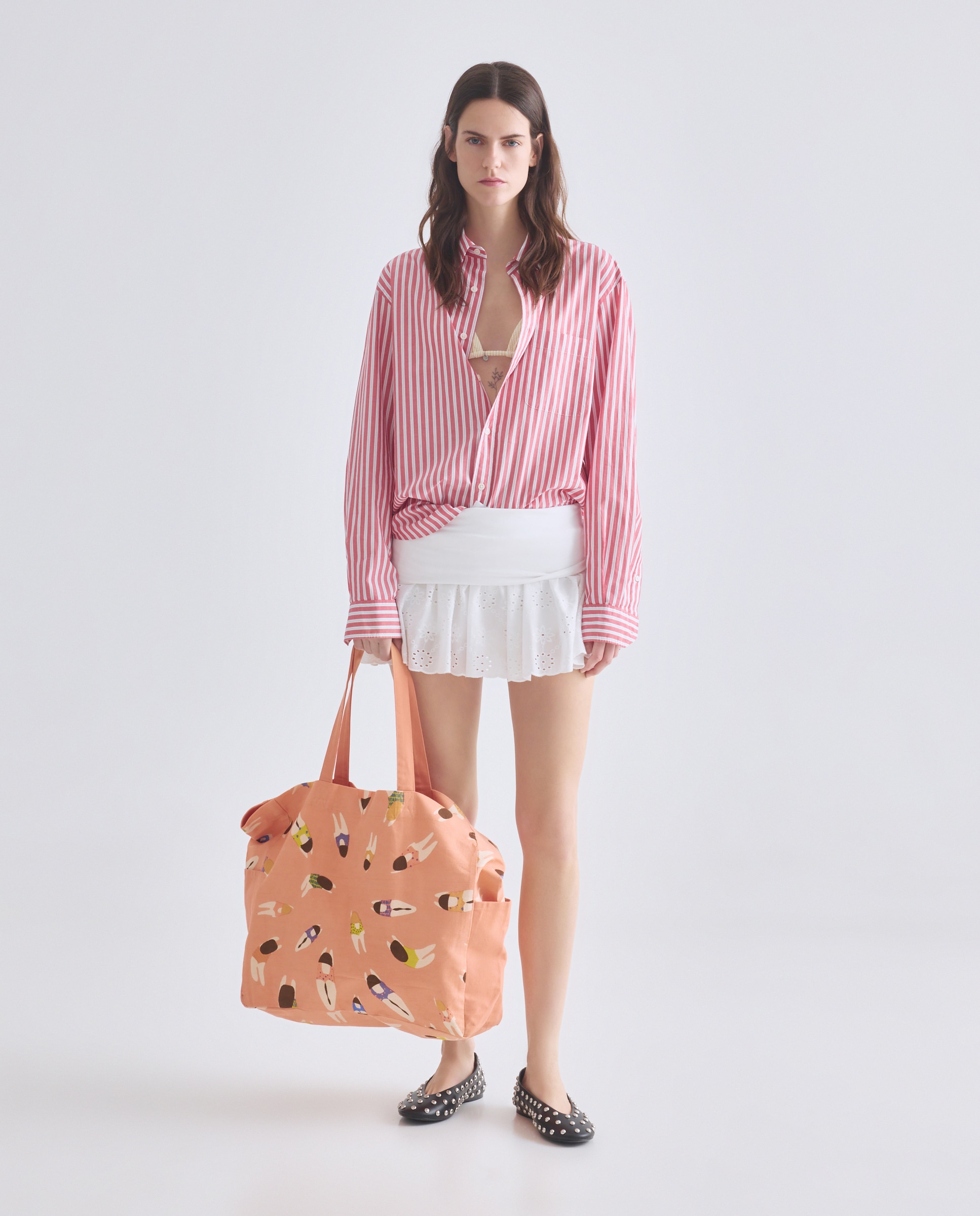 Mala Shopper de Praia com Estampado Branco-6