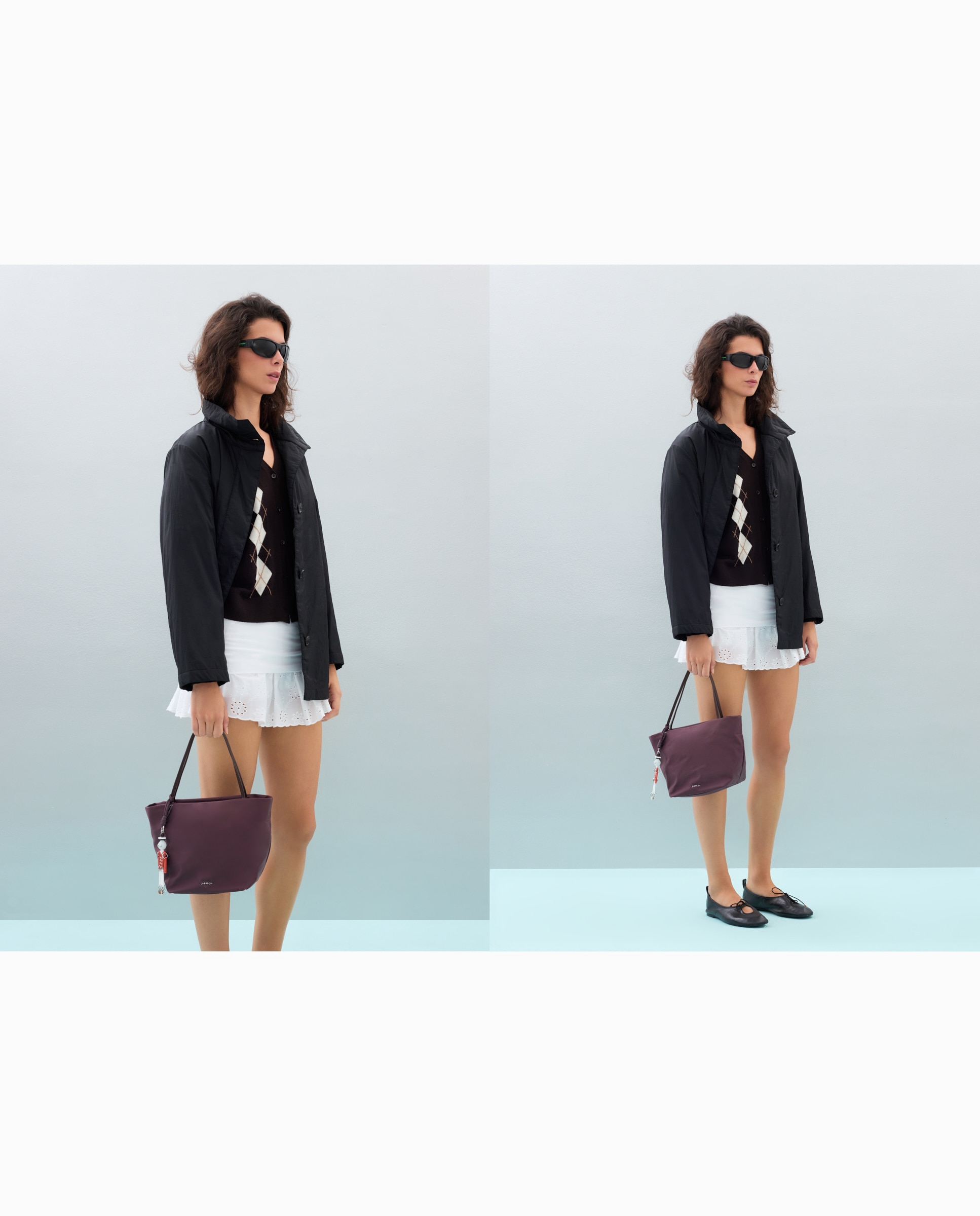 Imagen 6 de Bolso shopping de nylon con charm - Jo & Mr. Joe - Burdeos Burdeos