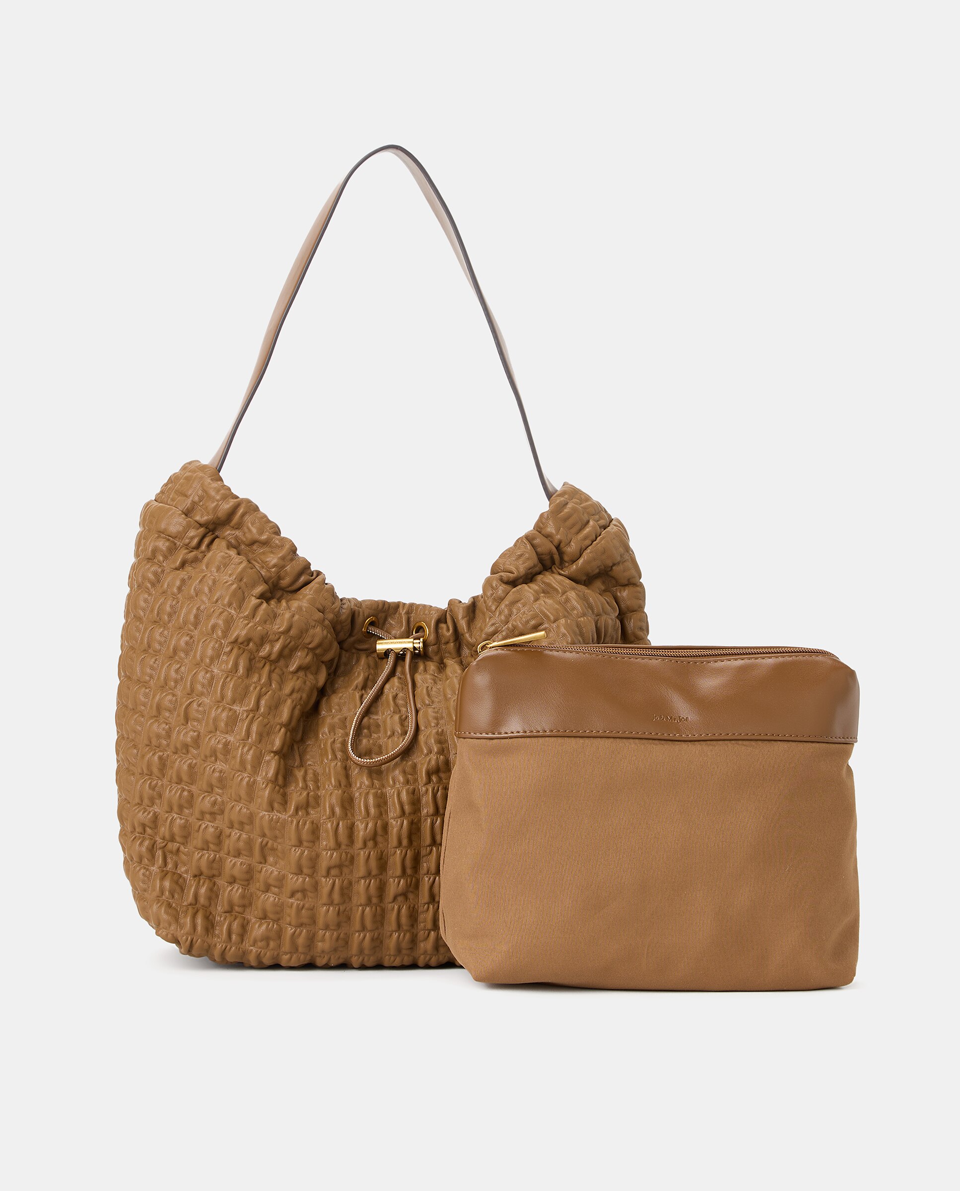 Mala de Ombro com Franzidos Castanho-2