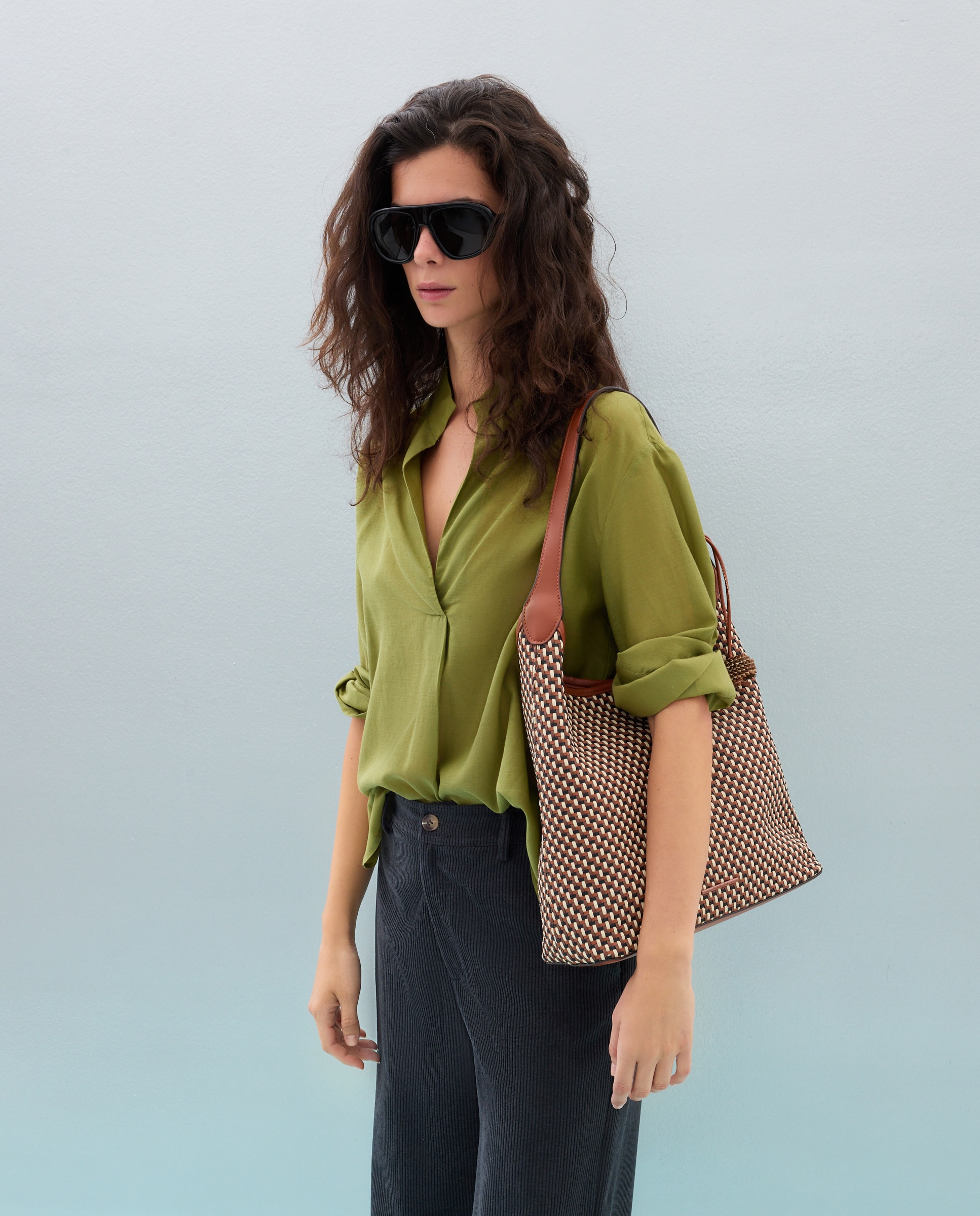 Bolso de hombro trenzado - Jo & Mr. Joe - Marrón Marrón-5