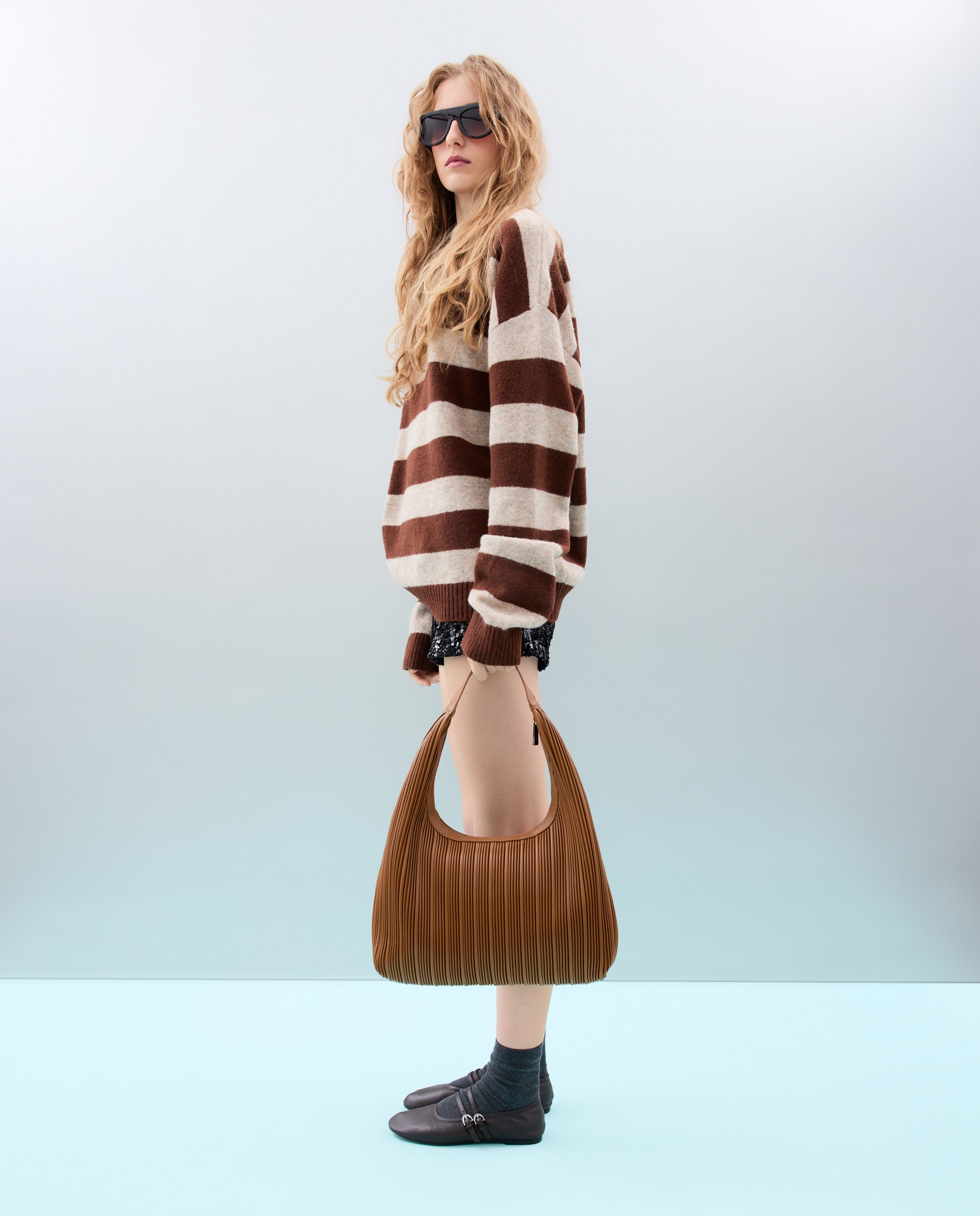 Bolso hobo plisado - Jo & Mr. Joe - Mostaza Mostaza-5