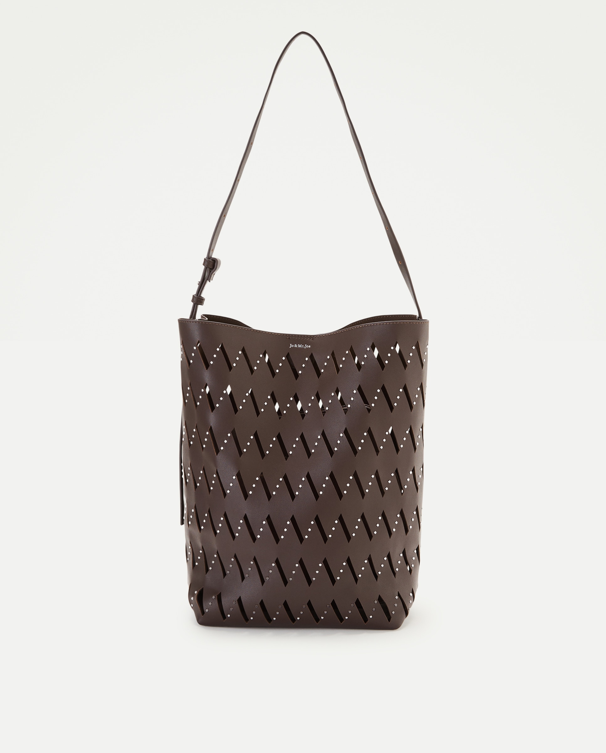 Bolso hobo con troquelado y tachas - Jo & Mr. Joe - Chocolate Chocolate-1