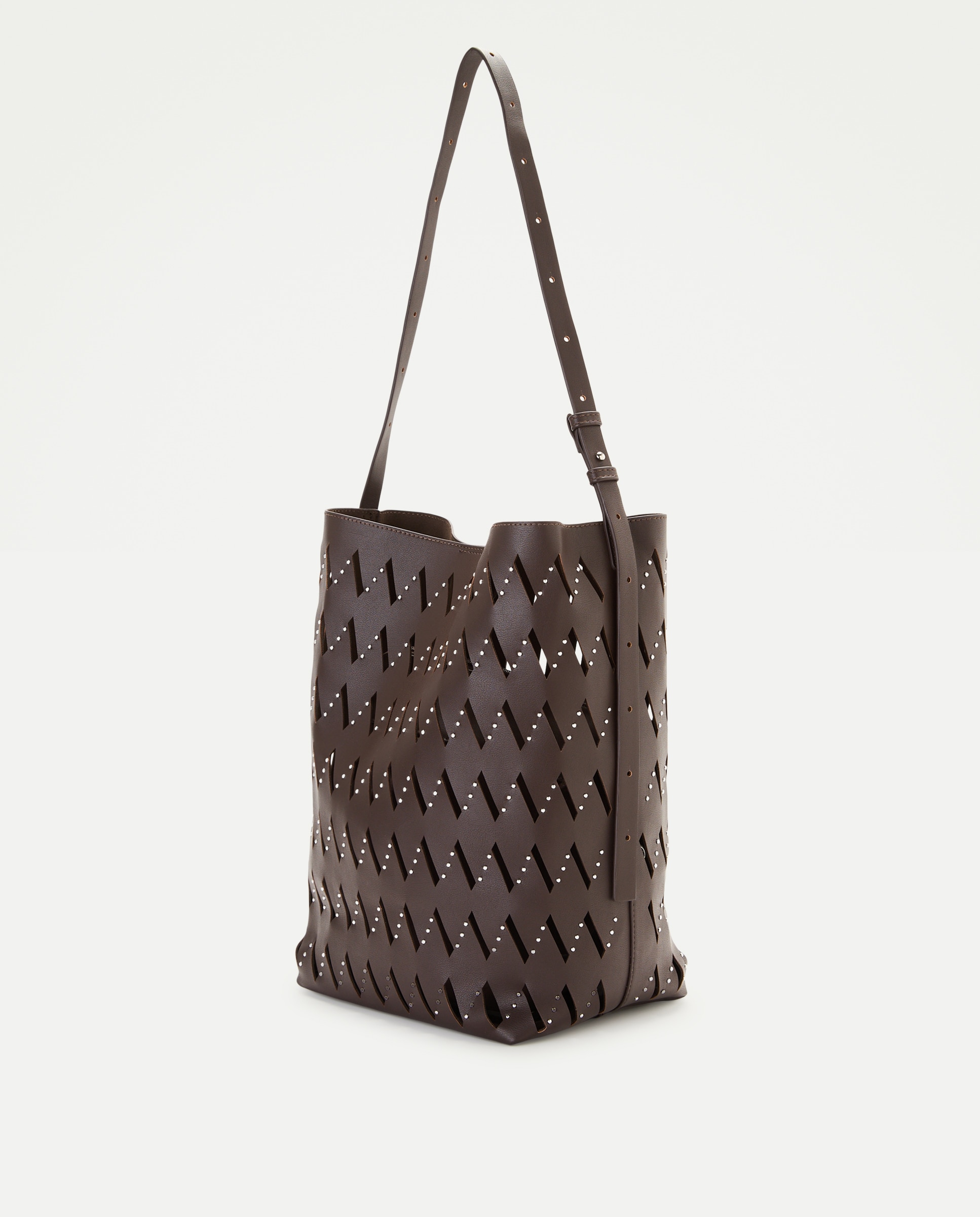 Bolso hobo con troquelado y tachas - Jo & Mr. Joe - Chocolate Chocolate-2
