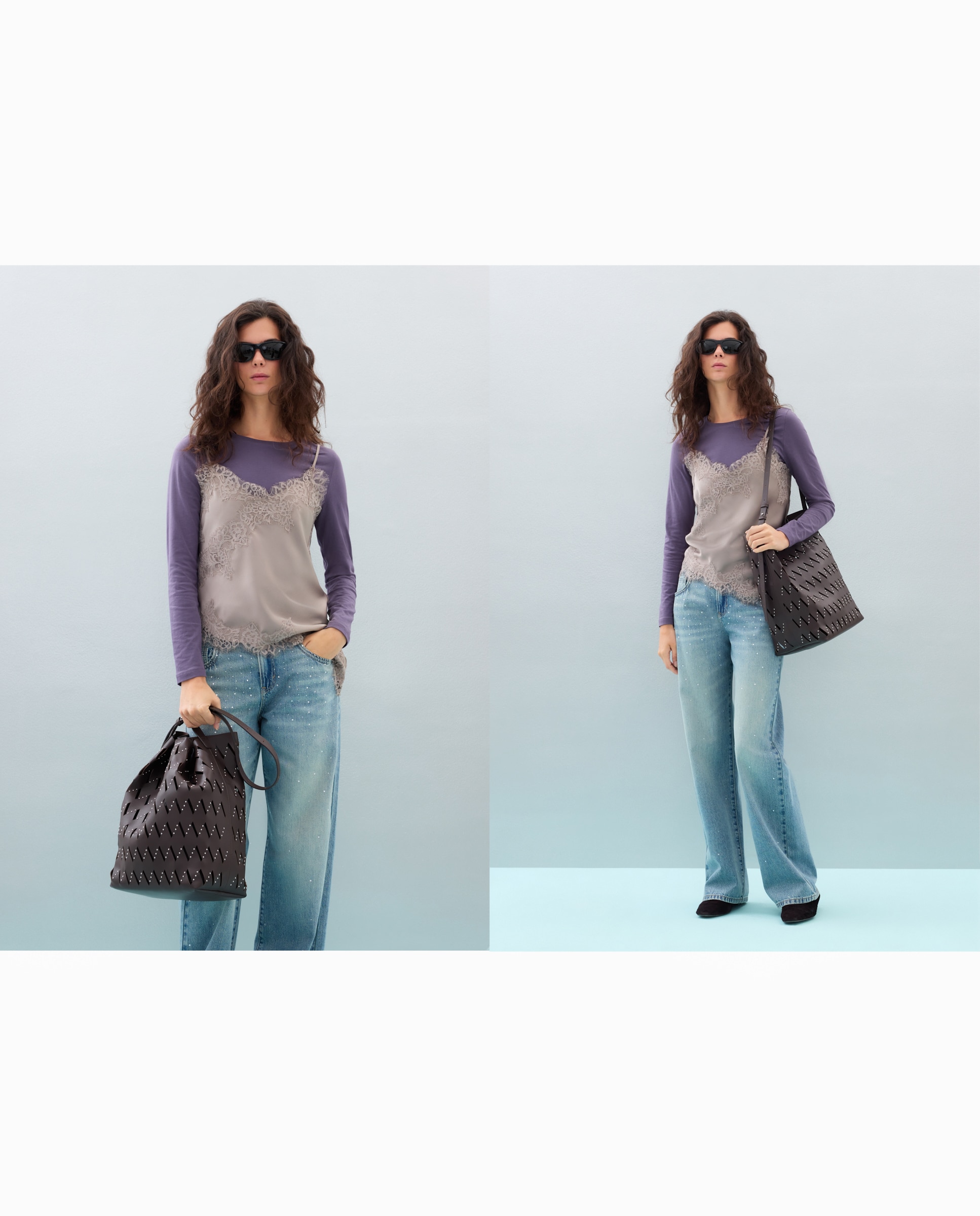 Bolso hobo con troquelado y tachas - Jo & Mr. Joe - Chocolate Chocolate-6