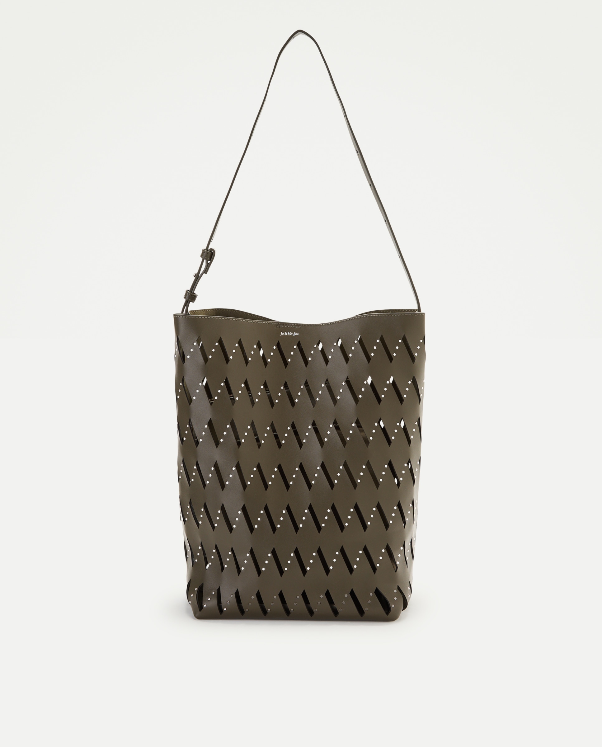 Bolso hobo con troquelado y tachas - Jo & Mr. Joe - 520 Kaki 520 Kaki-1