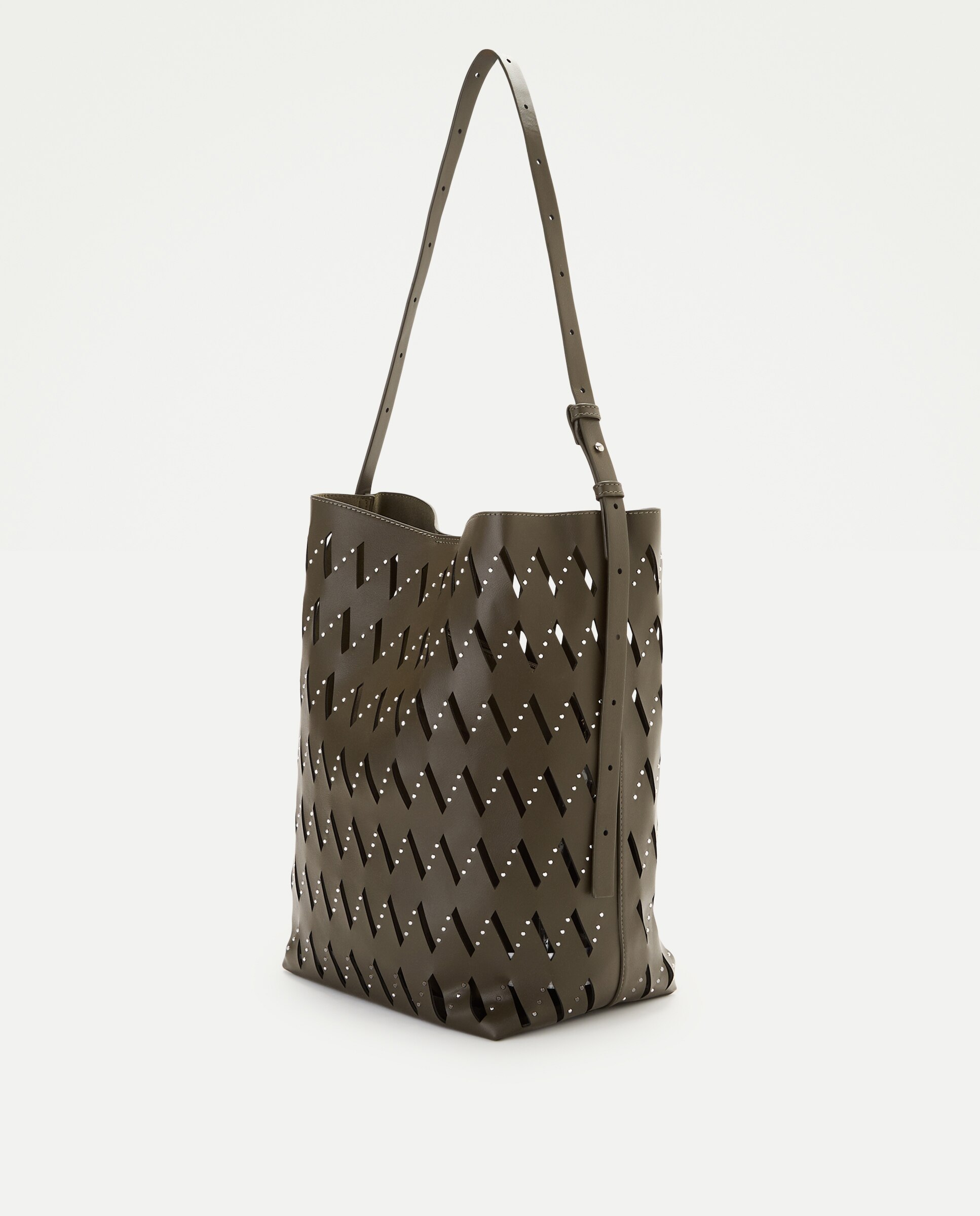 Bolso hobo con troquelado y tachas - Jo & Mr. Joe - 520 Kaki 520 Kaki-2