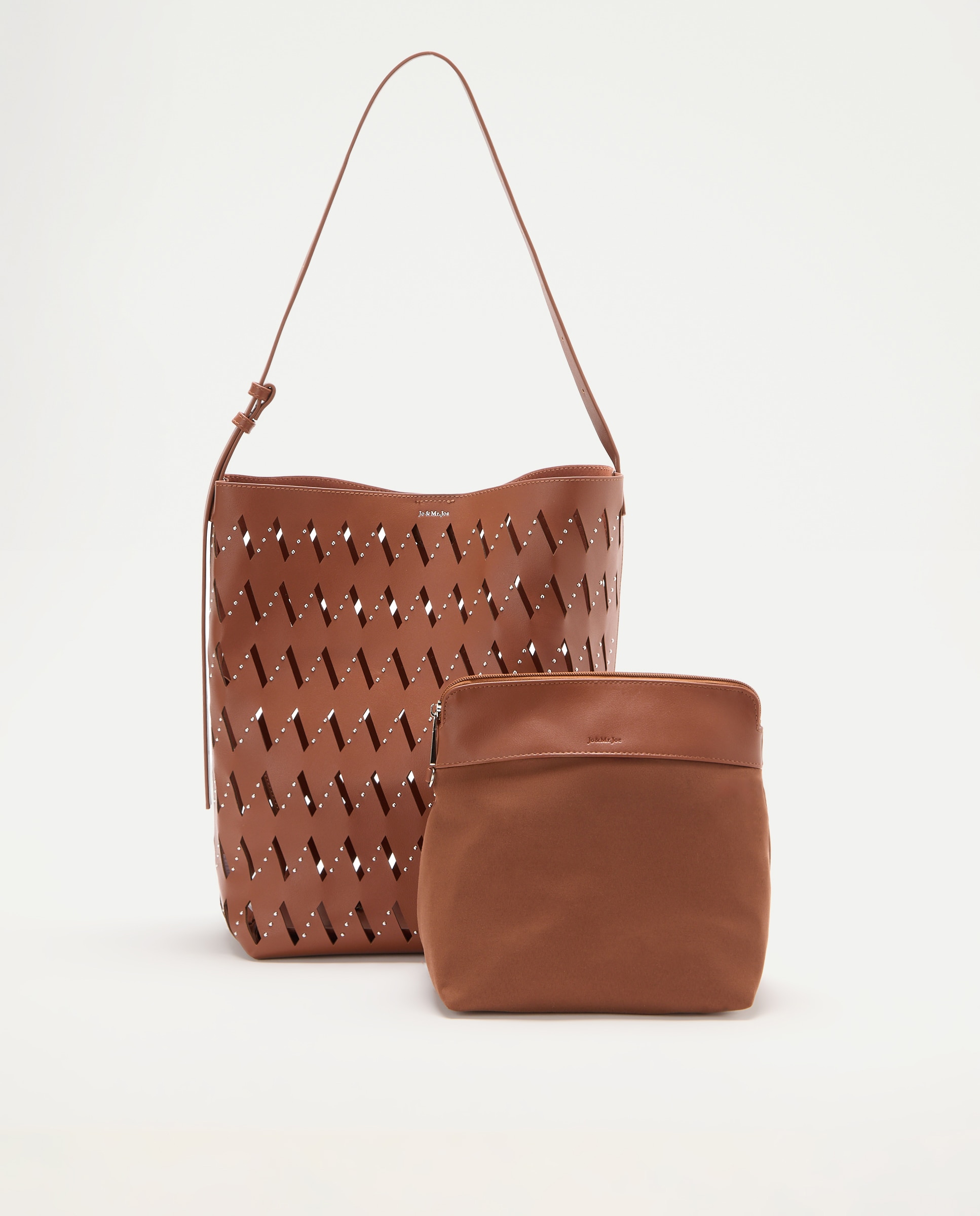 Bolso hobo con troquelado y tachas - Jo & Mr. Joe - 730 Camel 730 Camel-3