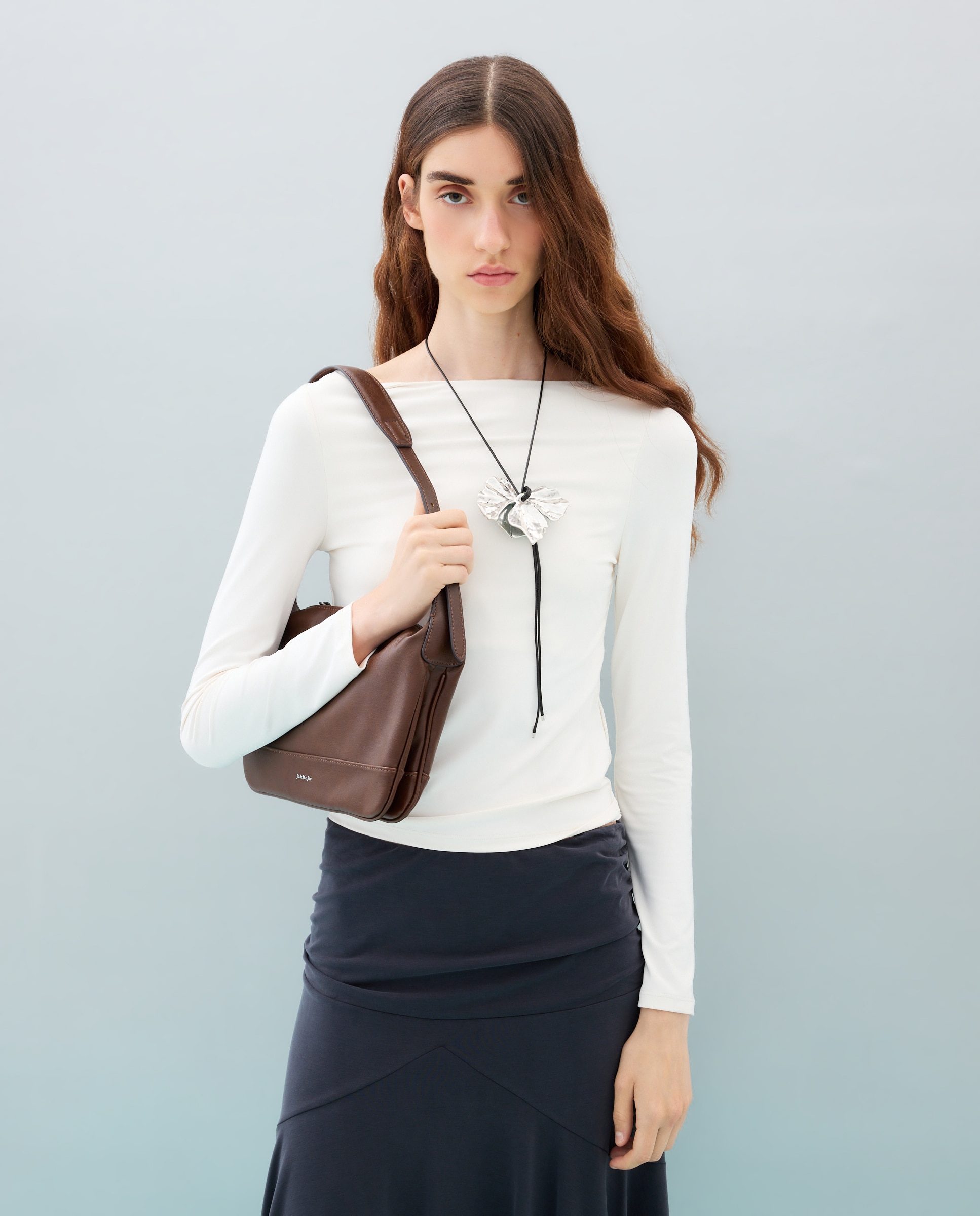 Bolso hobo liso - Jo & Mr. Joe - Marrón Marrón-6